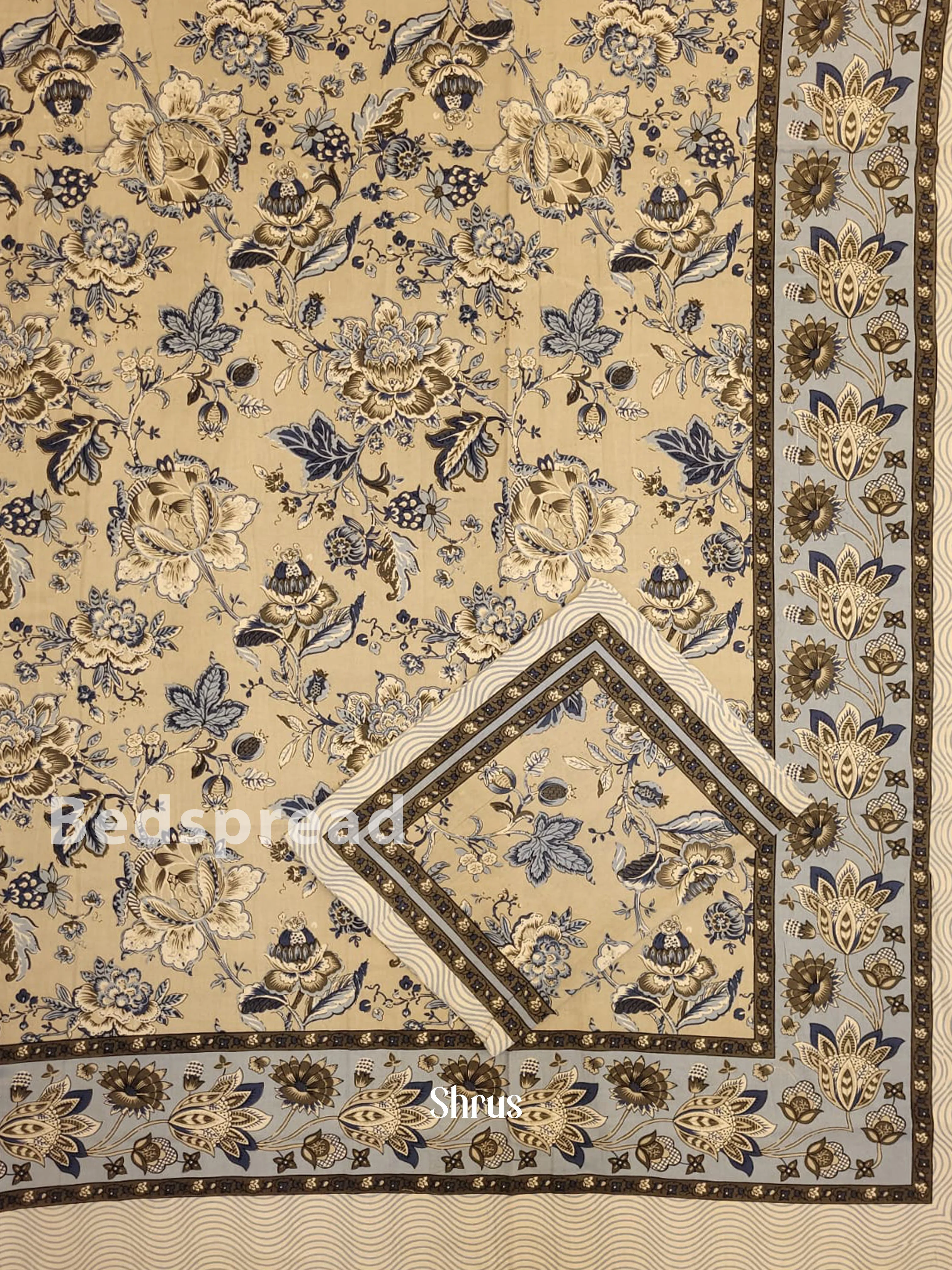 Cream & Blue - Bed Spreads - Image 2