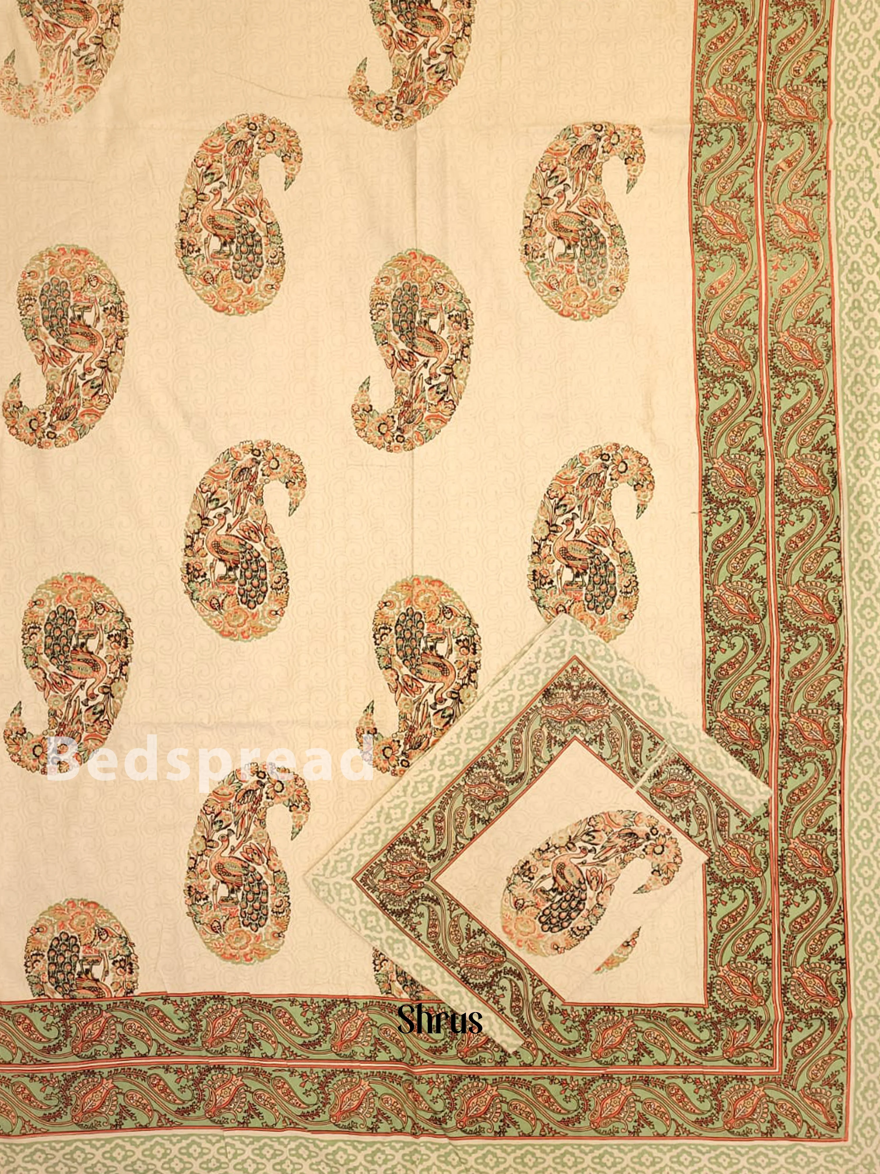 Cream & Green - Bed Spreads - Image 2