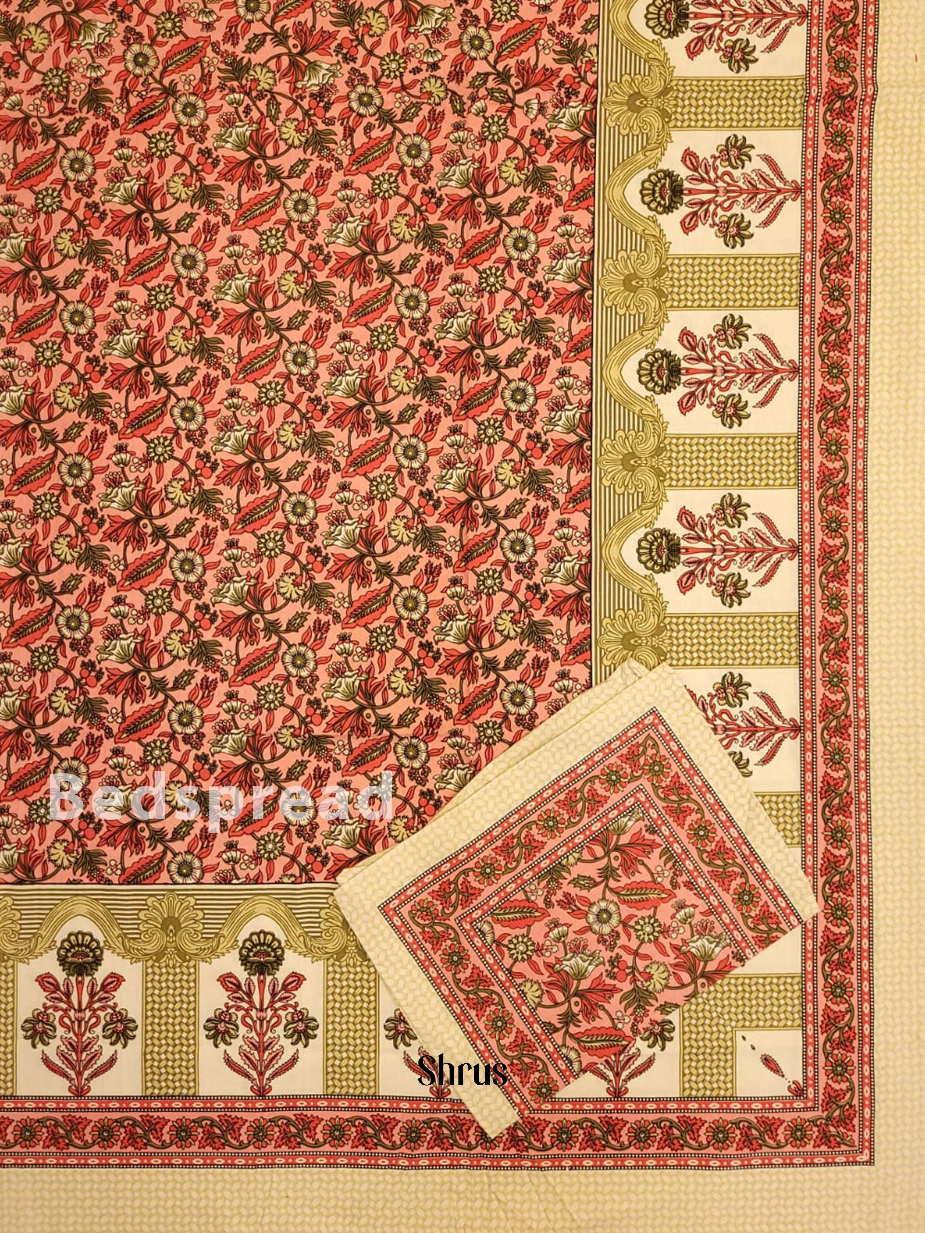 Green & Peachish Pink - Bed Spreads - Image 2