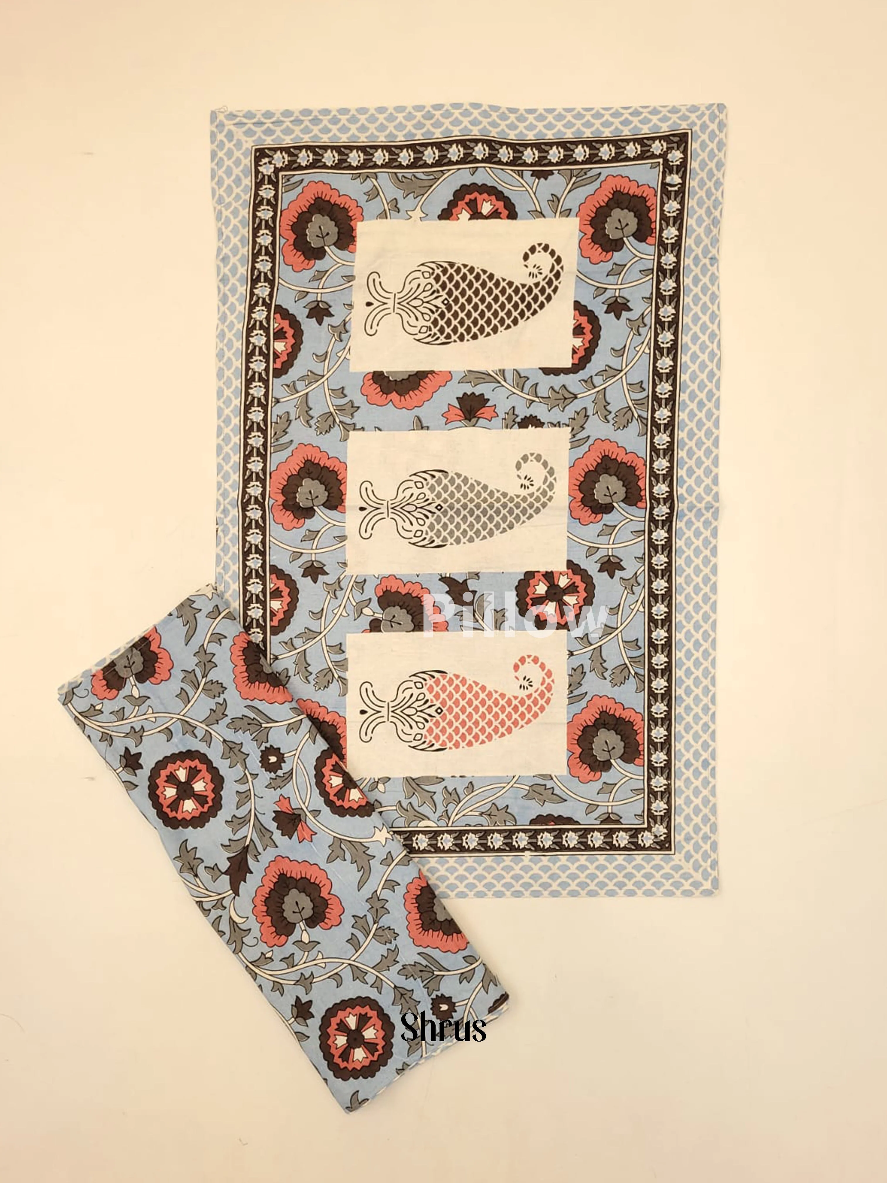 Cream & Blue- Bed Spreads - Image 3