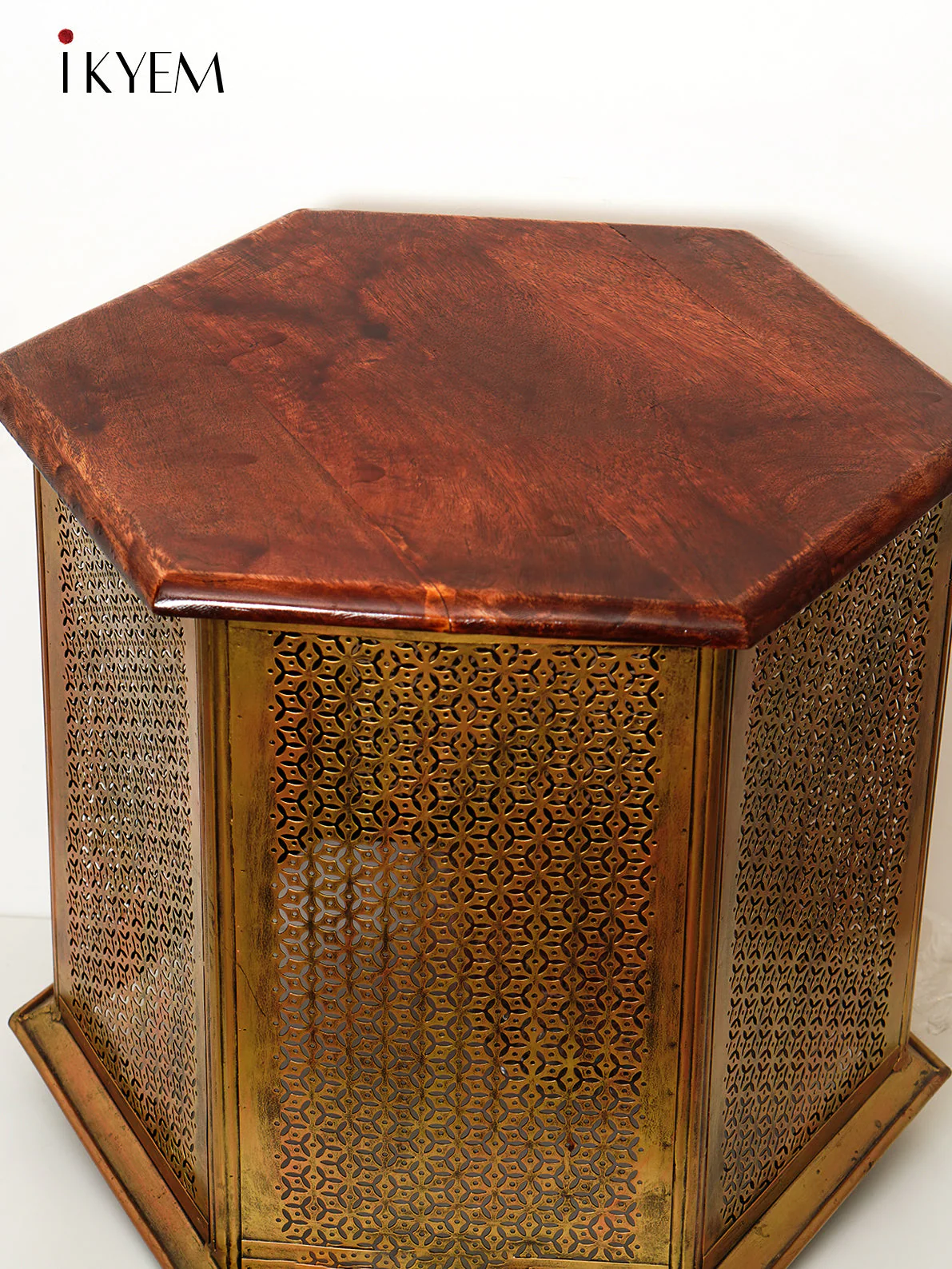 Brass Center Table With Wooden Top - Image 3
