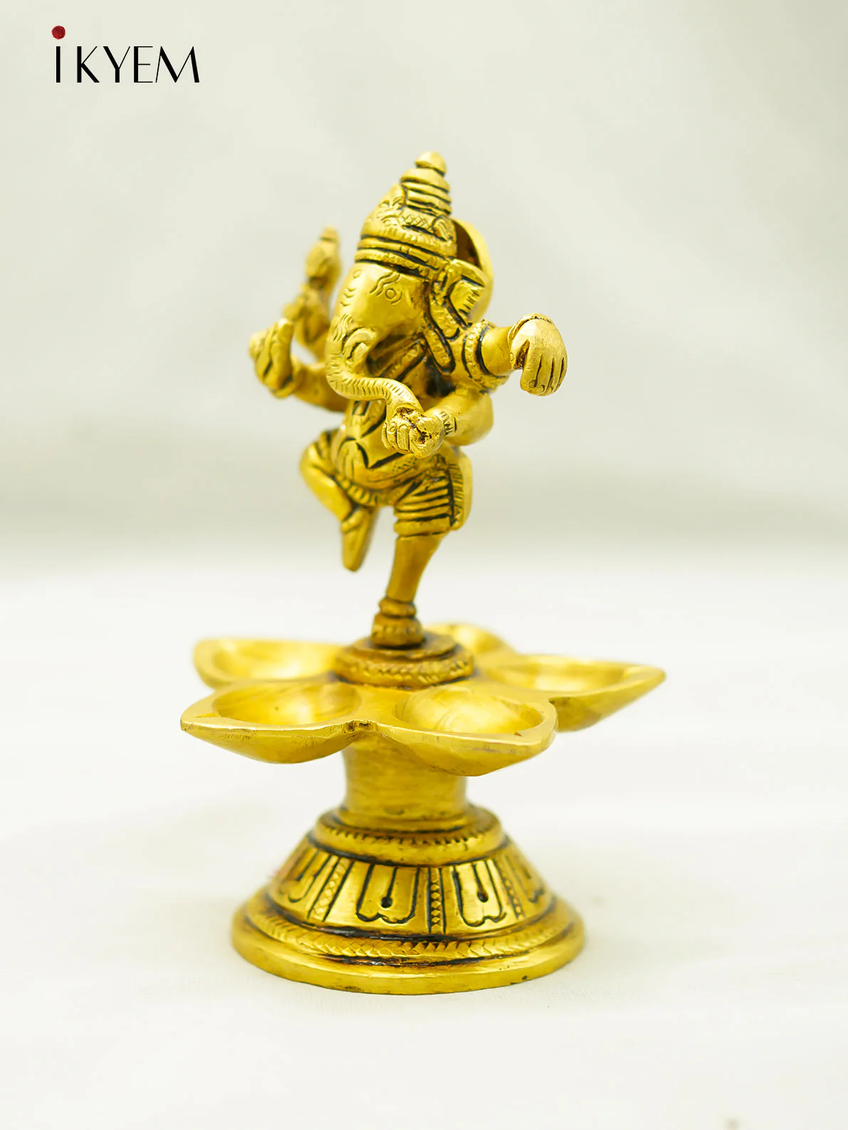 Brass Vilakku with Ganesha - Image 2