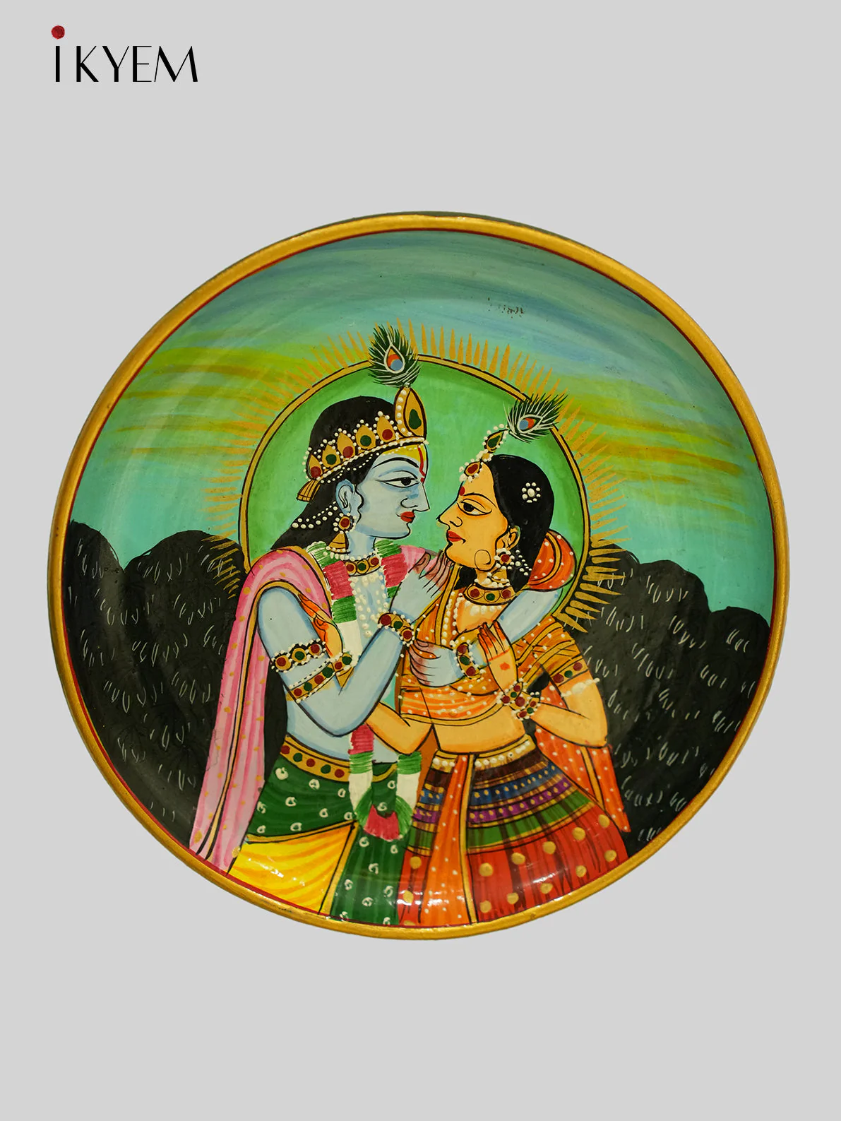 Handpainted wooden wall hanging plates