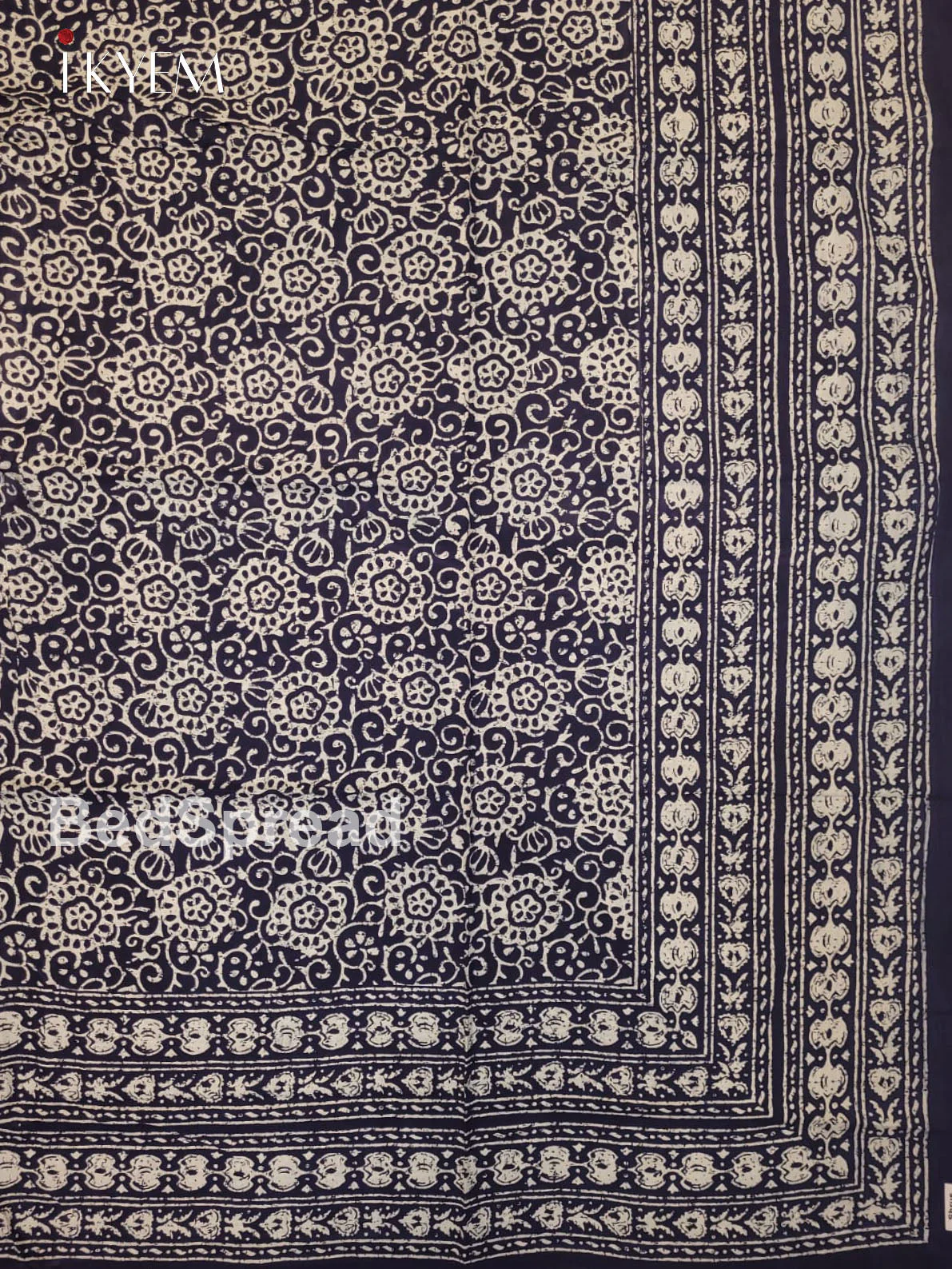 Indigo Blue & Cream- Bed Spread - Image 3