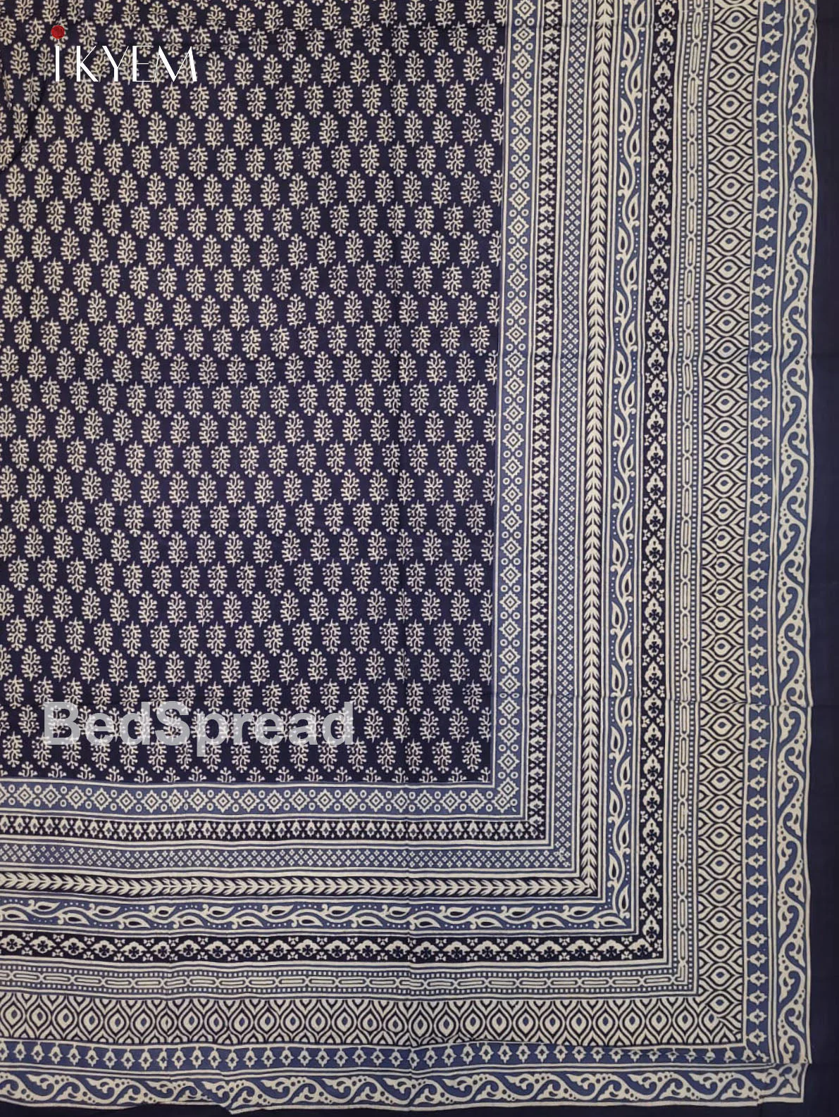 Indigo Blue & Cream - Bed Spread - Image 3