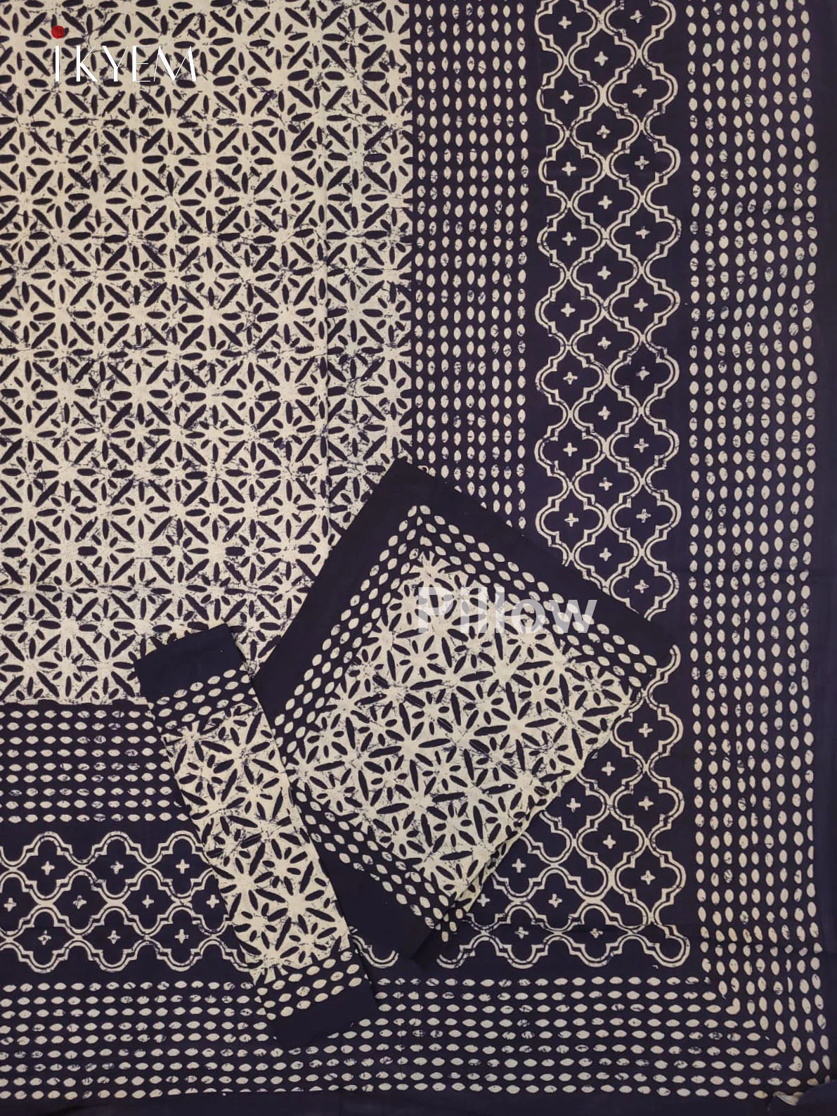 Indigo Blue & Cream - Bed Spread - Image 2