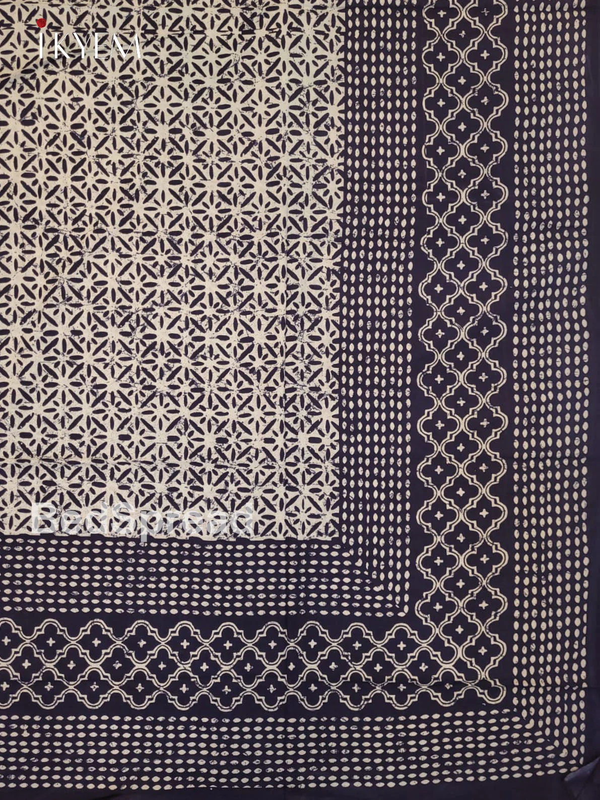 Indigo Blue & Cream - Bed Spread - Image 3