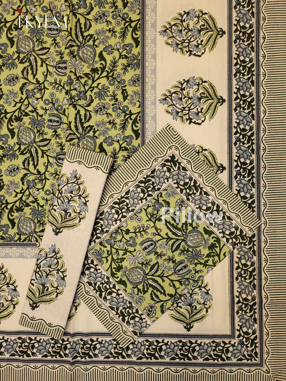Cream & Green - Bed Spread - Image 2