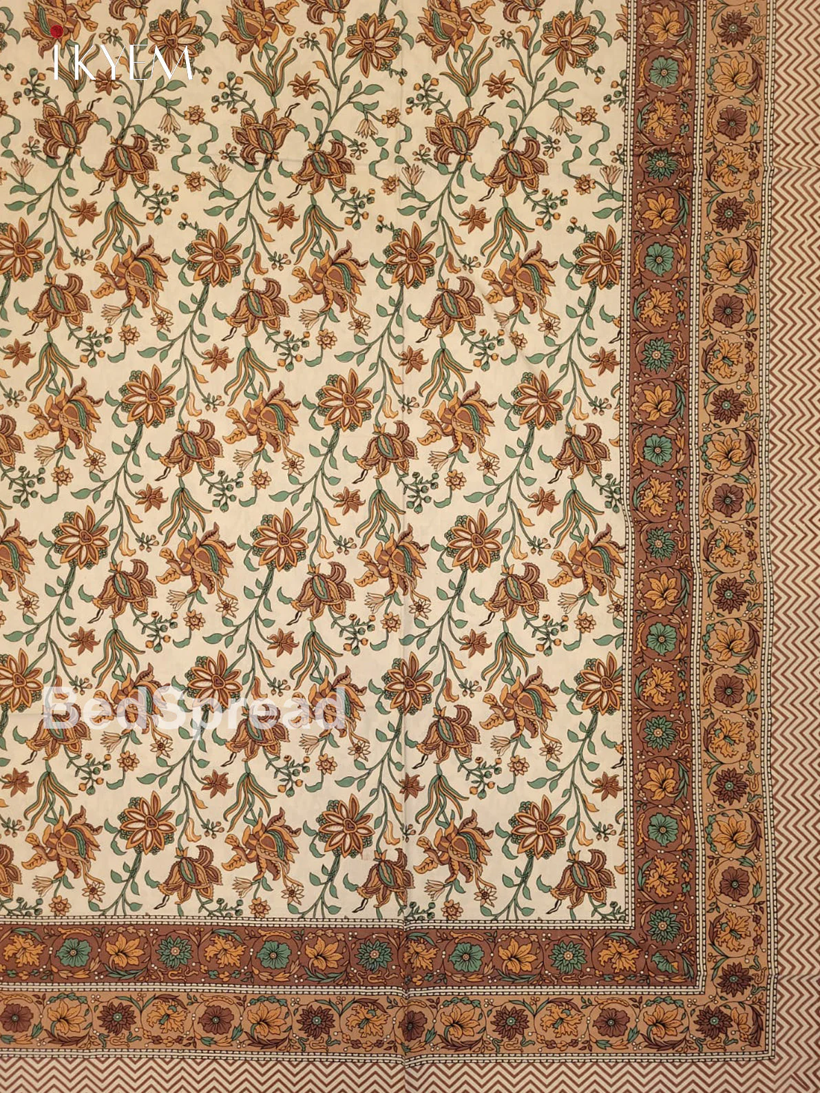Cream & Brown- Bed Spread - Image 3