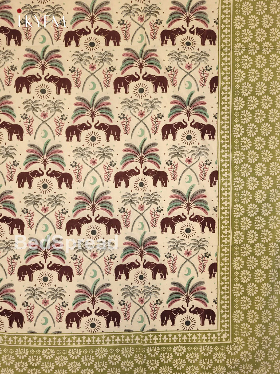Cream & Green - Bed Spread - Image 3