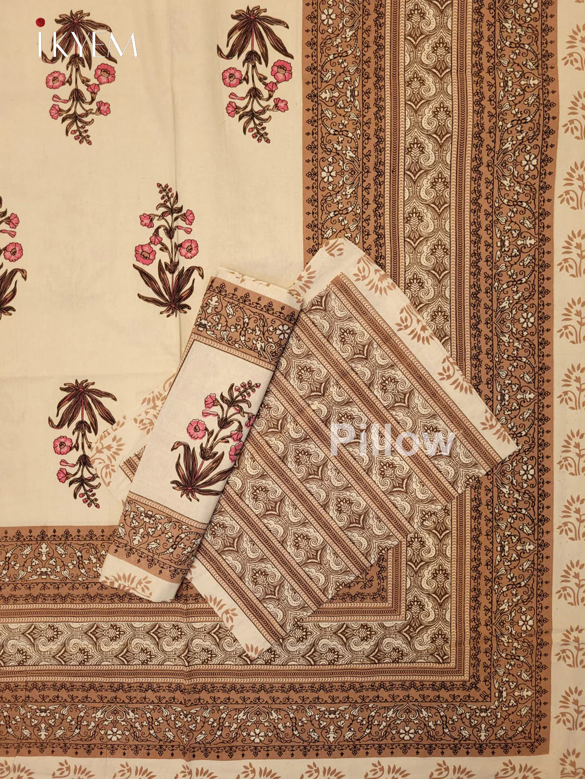 Cream & Brown- Bed Spread - Image 2