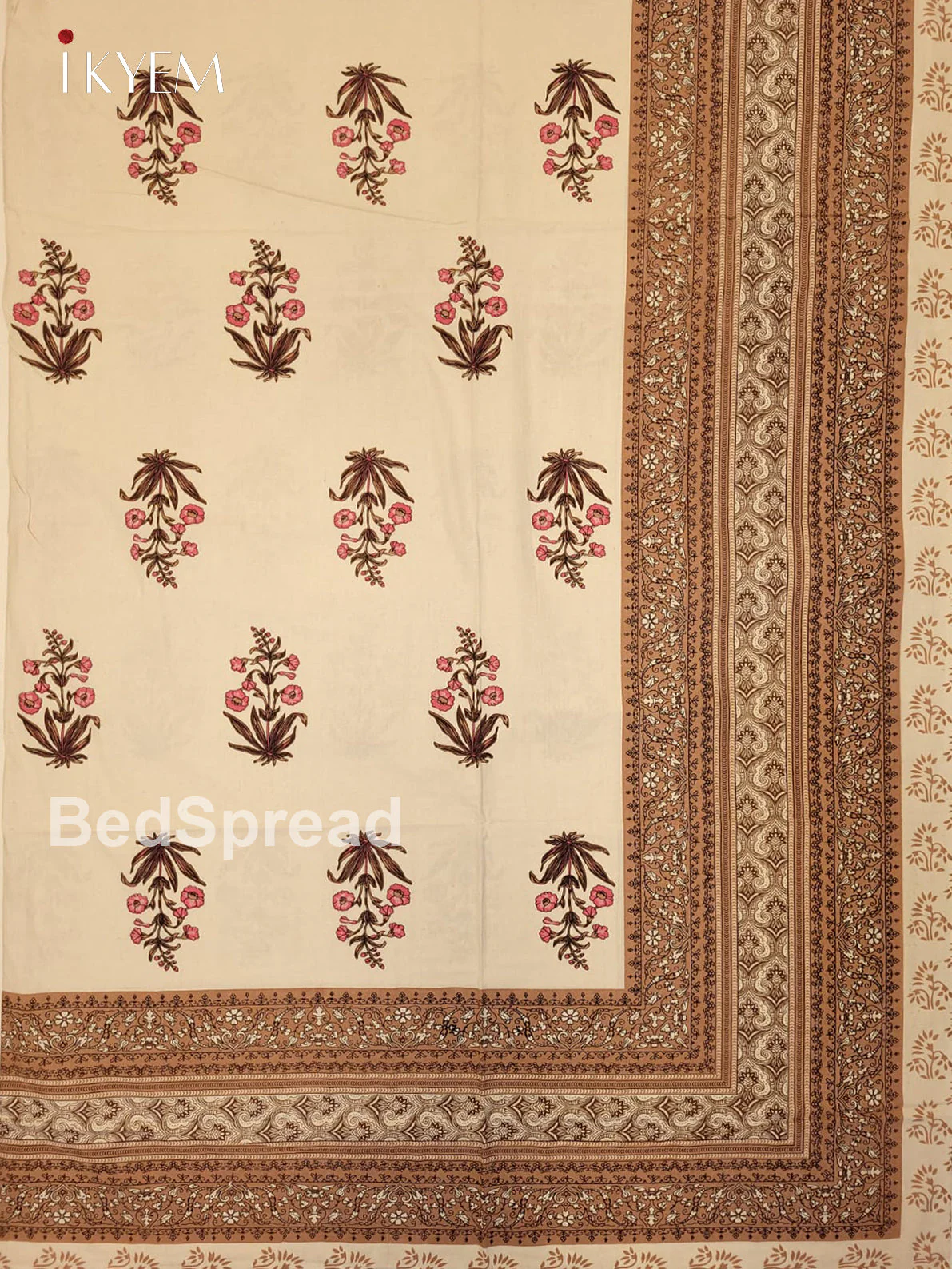Cream & Brown- Bed Spread - Image 3