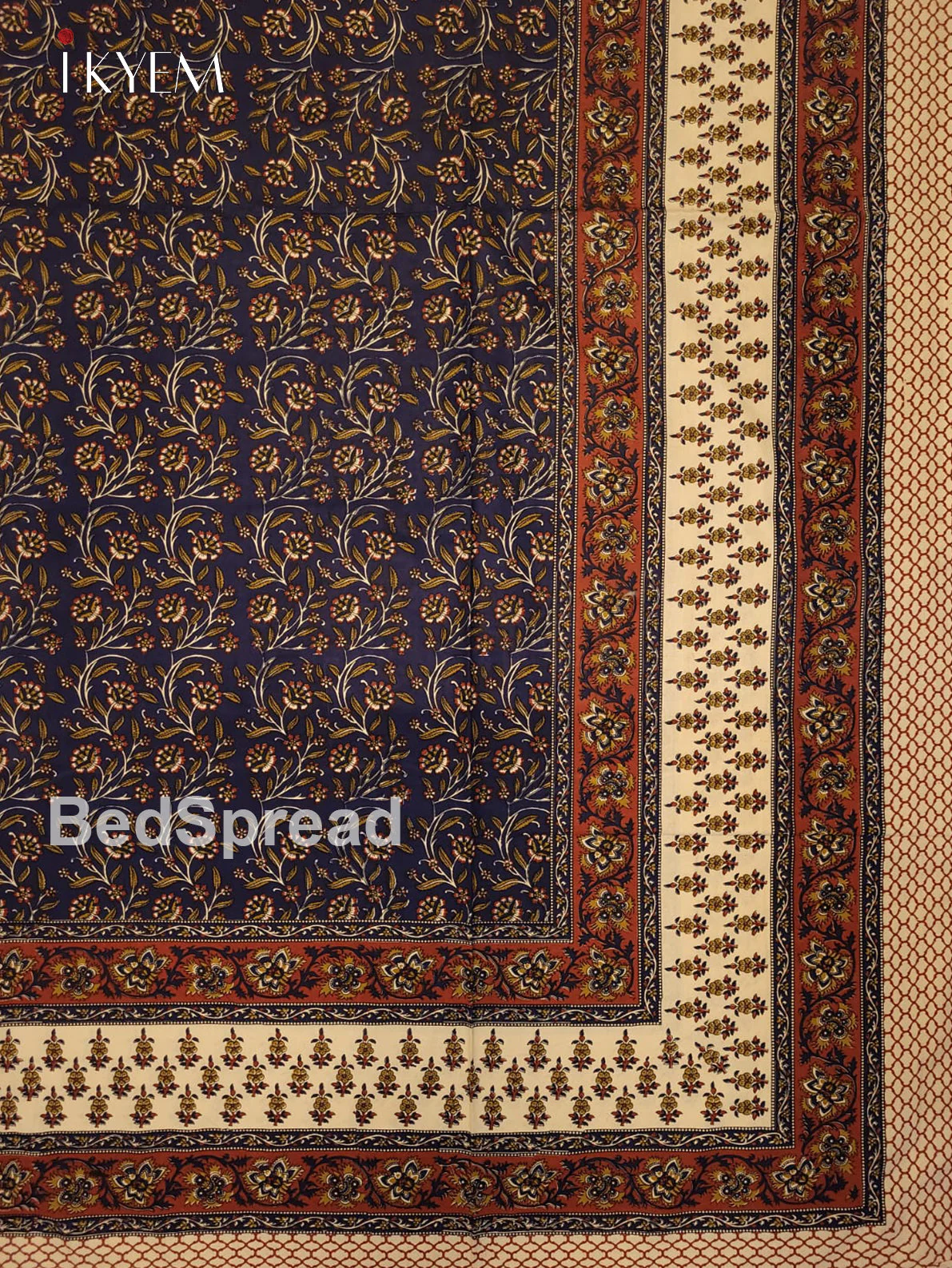 Cream & Blue - Bed Spread - Image 3