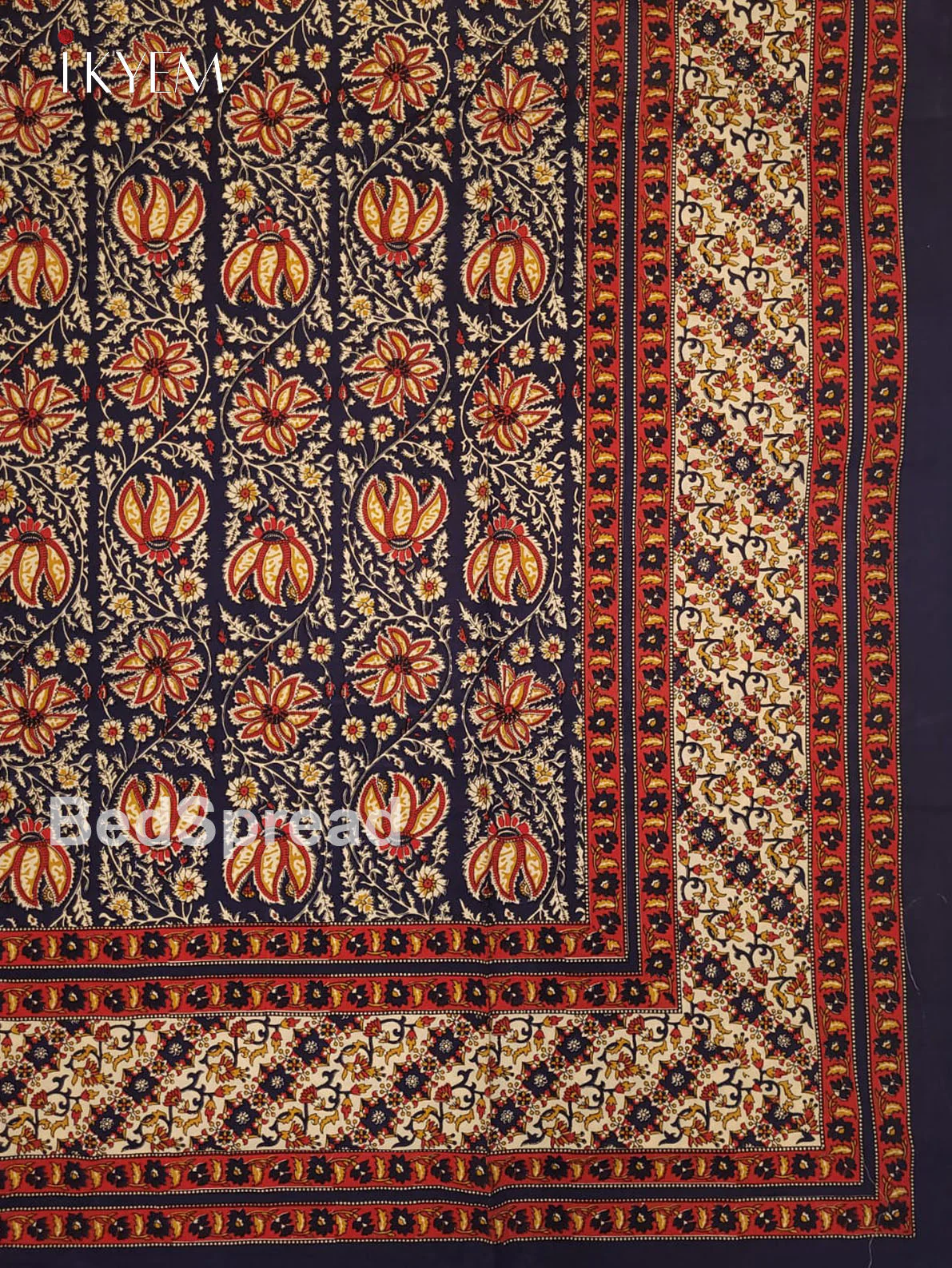 Cream & Blue - Bed Spread - Image 3