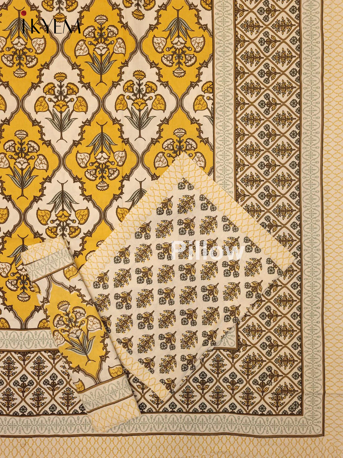 Cream & Yellow - Bed Spread - Image 2