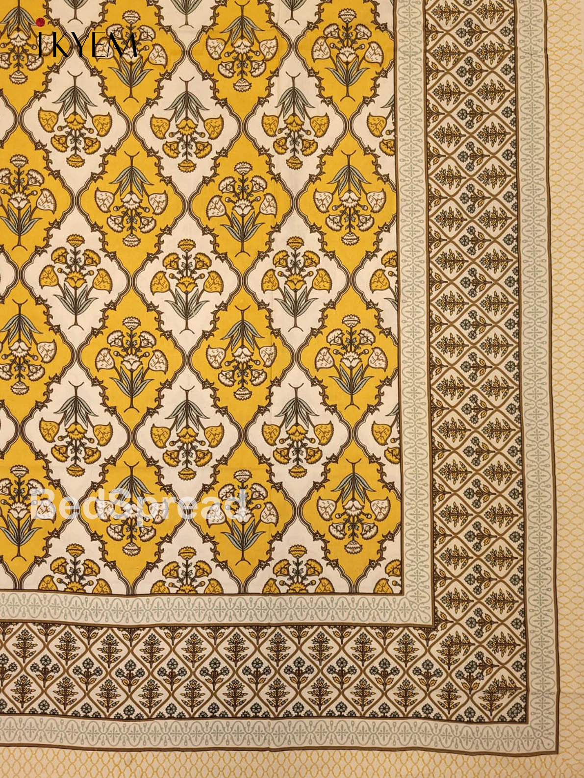 Cream & Yellow - Bed Spread - Image 3