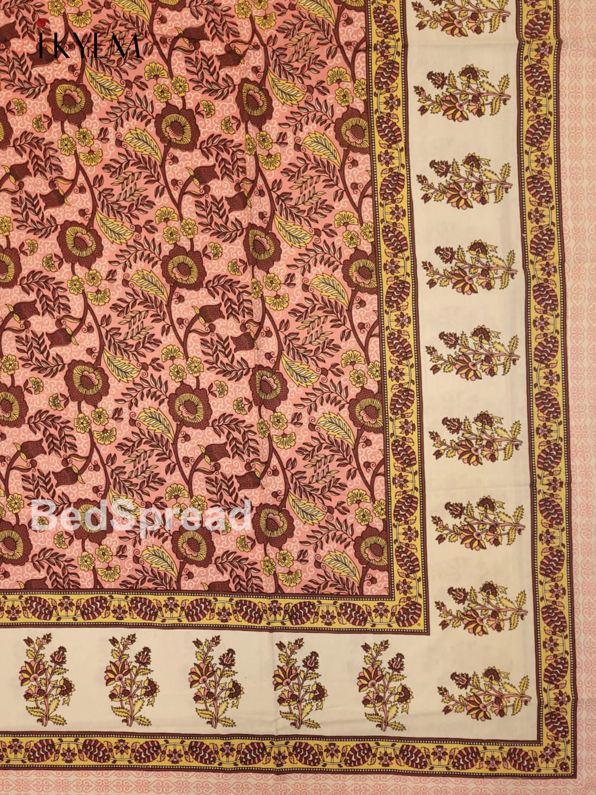 Cream & Pink- Bed Spread - Image 3