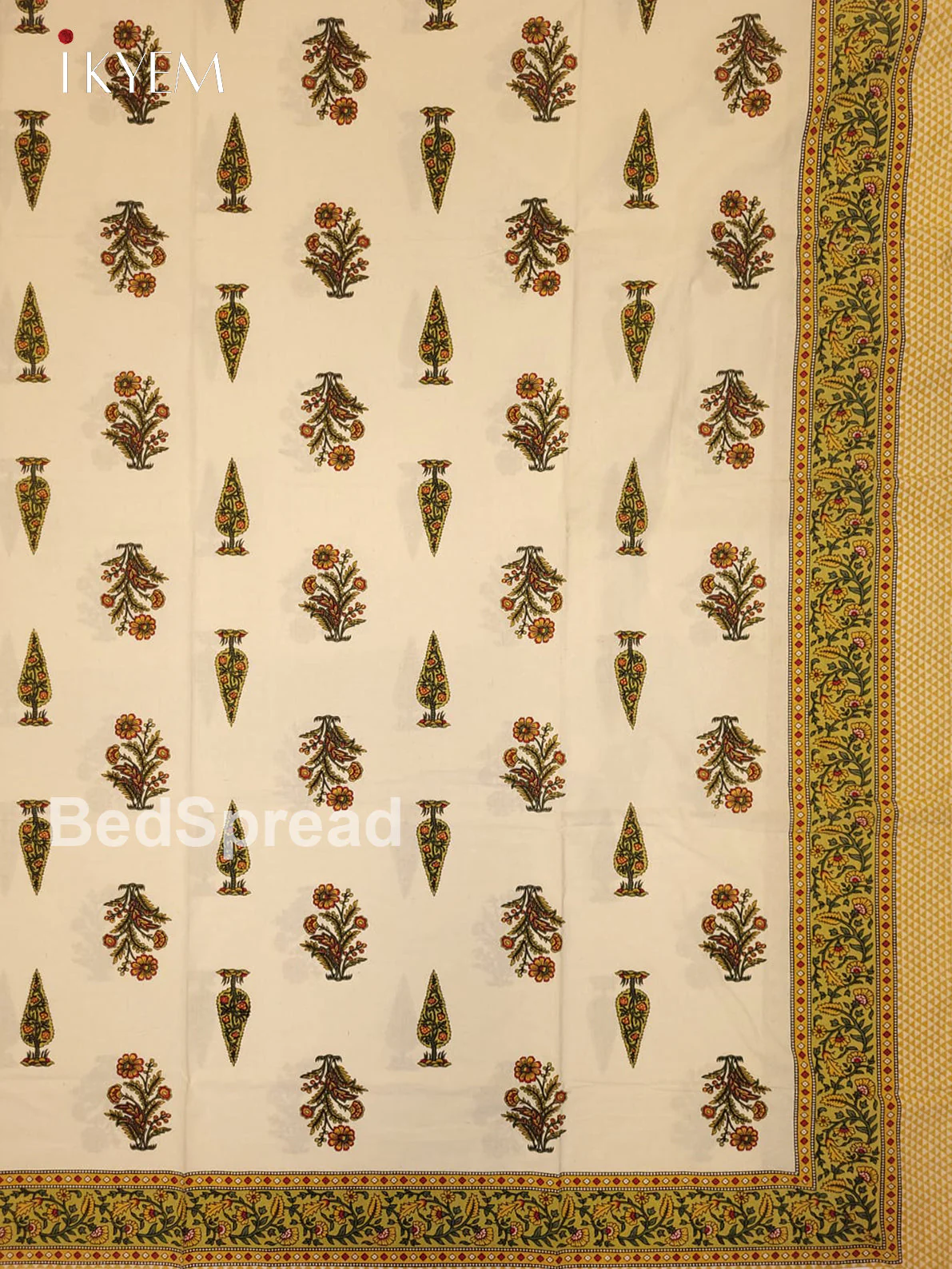Cream & Green - Bed Spread - Image 3