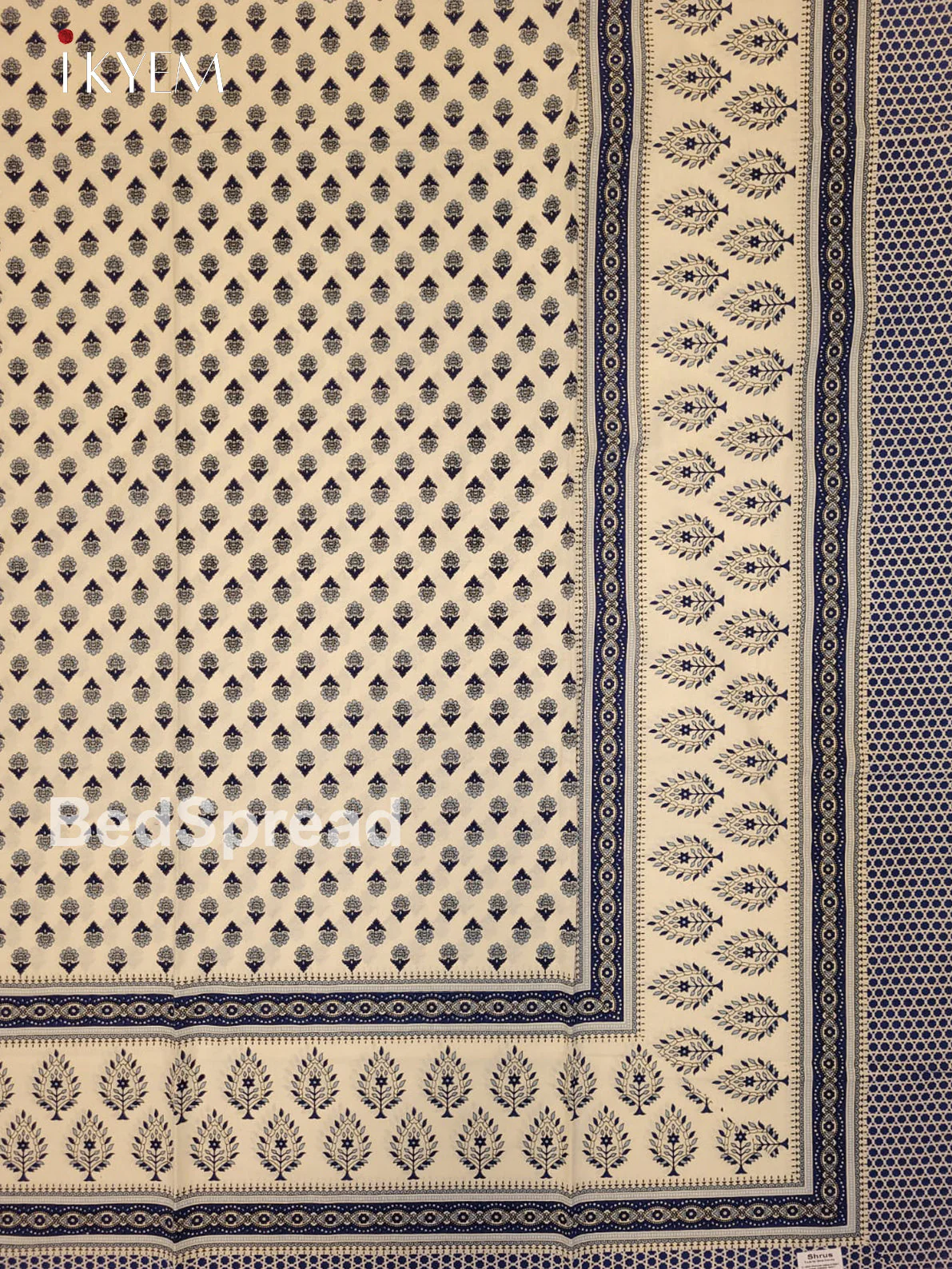 Cream & Blue - Bed Spread - Image 3