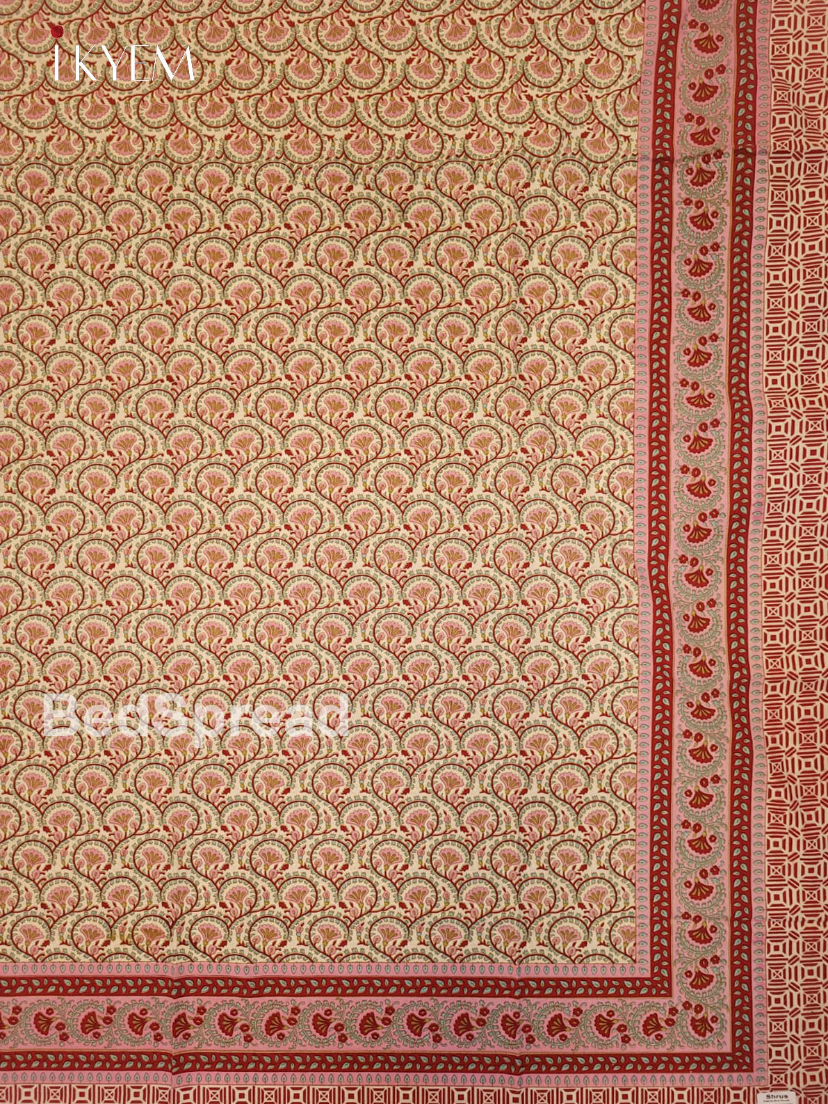 Cream & Pink- Bed Spread - Image 3