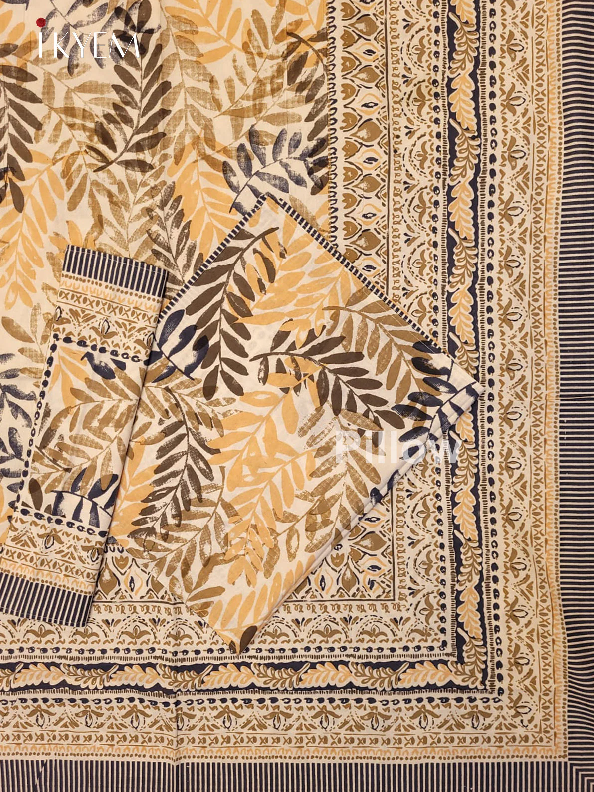Cream & Blue - Bed Spread - Image 2