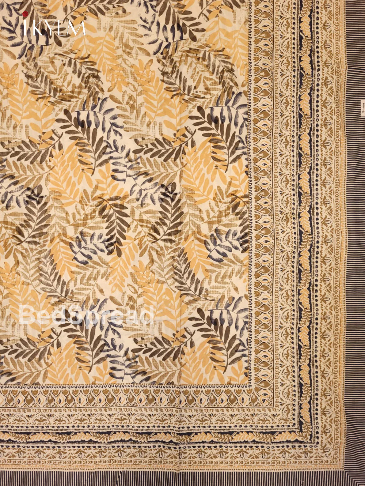 Cream & Blue - Bed Spread - Image 3