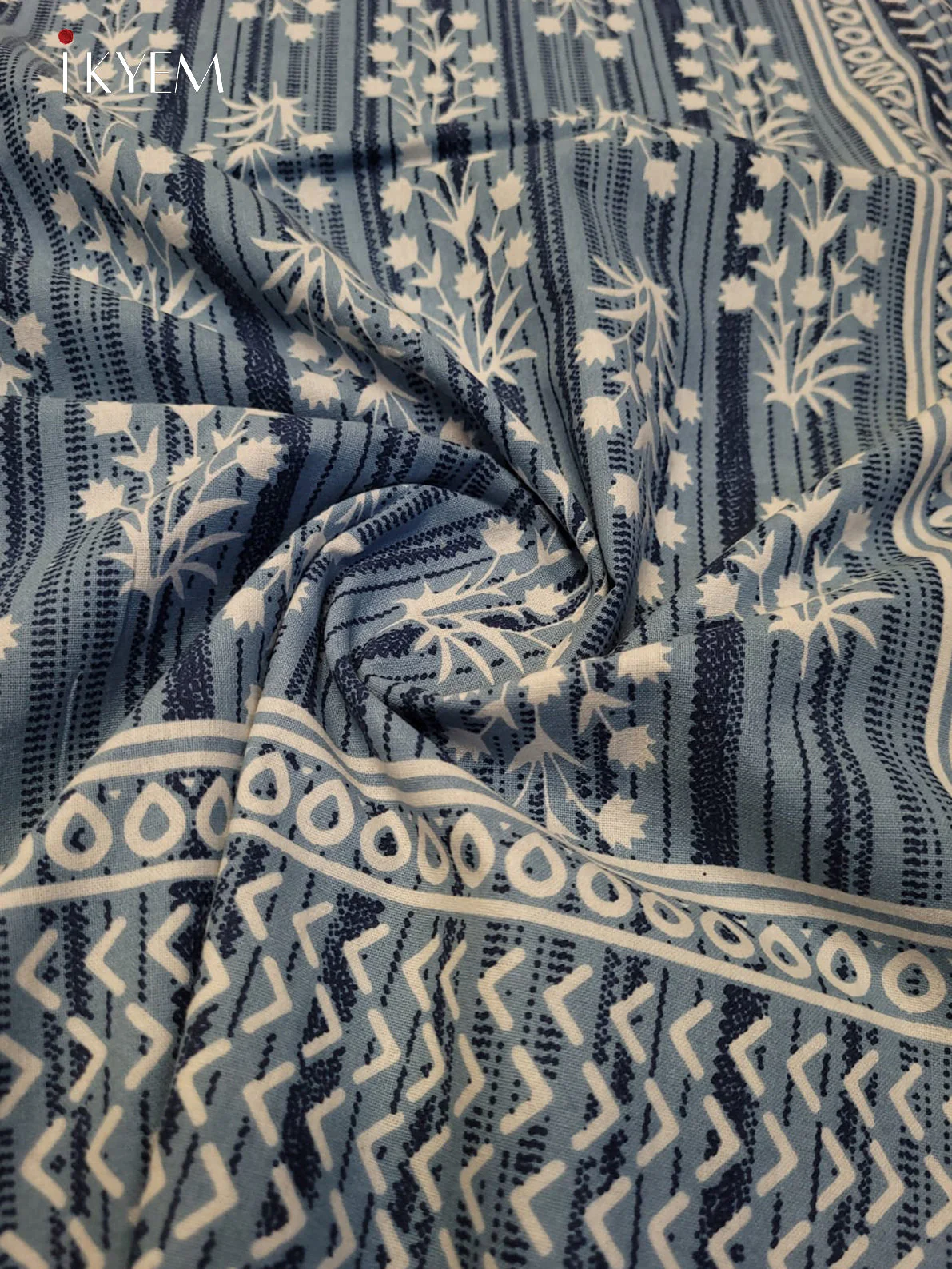Cream & Blue - Bed Spread
