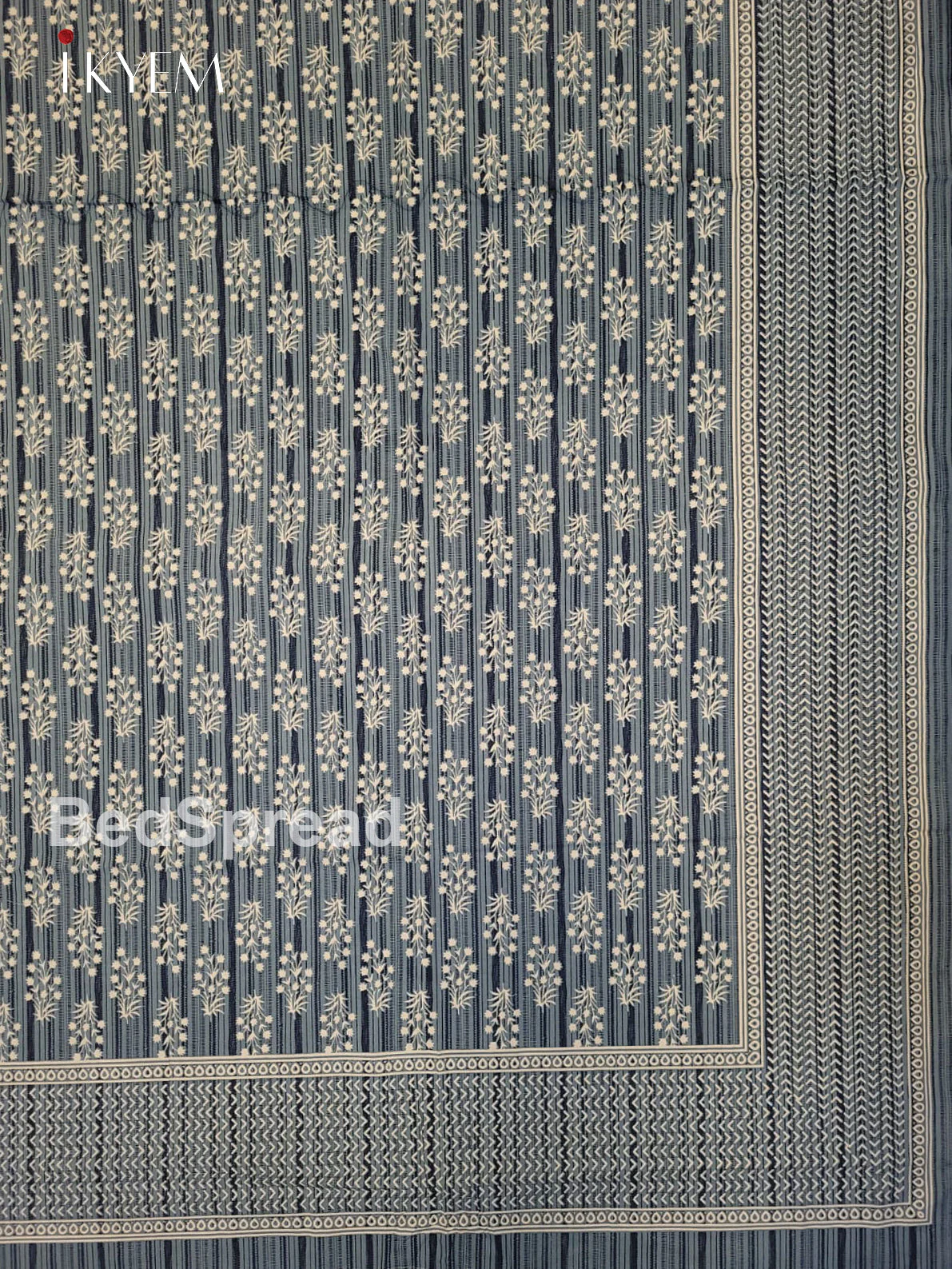 Cream & Blue - Bed Spread - Image 3