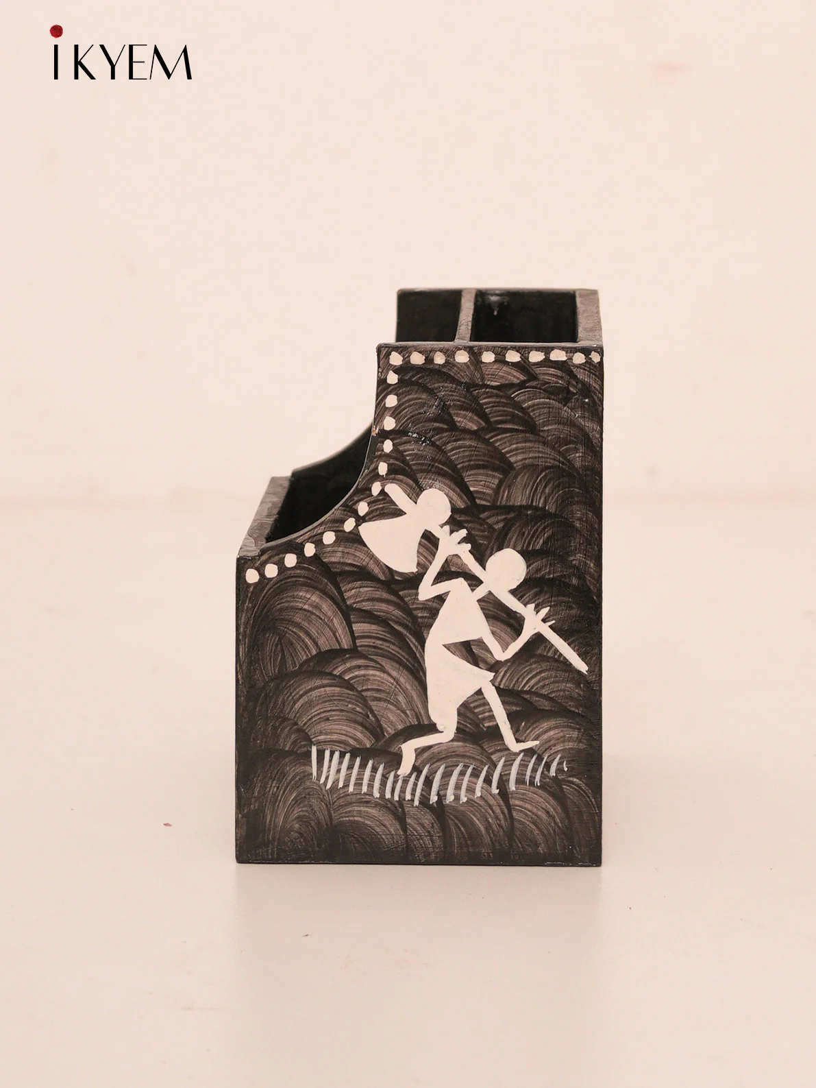 Hand Painted Warli Pen Stand 4 Inch - 4GJ03593 - Image 4