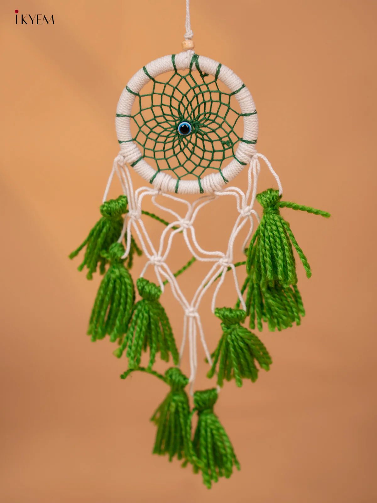 Plain Cotton Evil eye catcher - white with green - 4GJ03895 - Image 2
