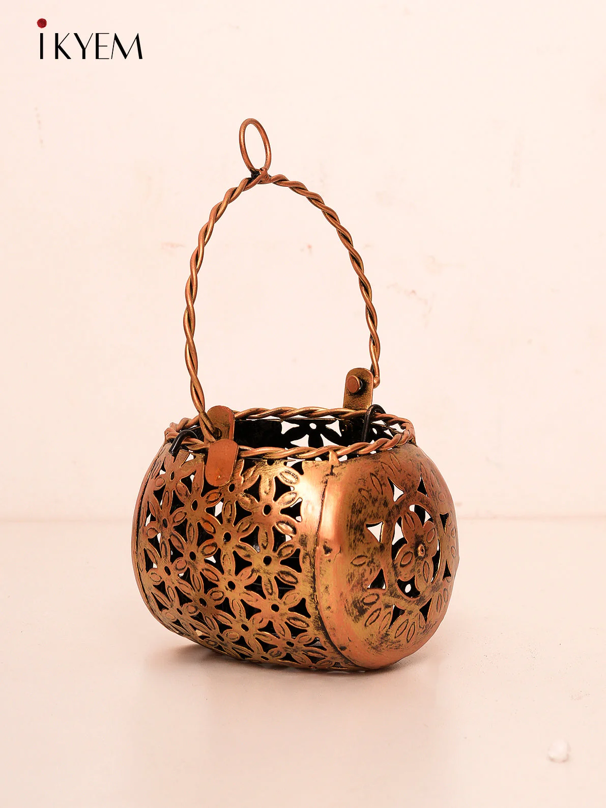 Hanging Brass Jalli Lamp Holder - Image 2