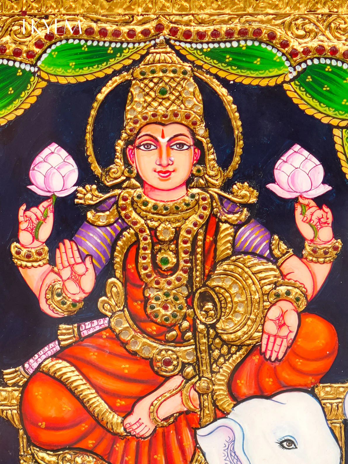 Goddess Lakshmi Tanjore Painting - Image 3