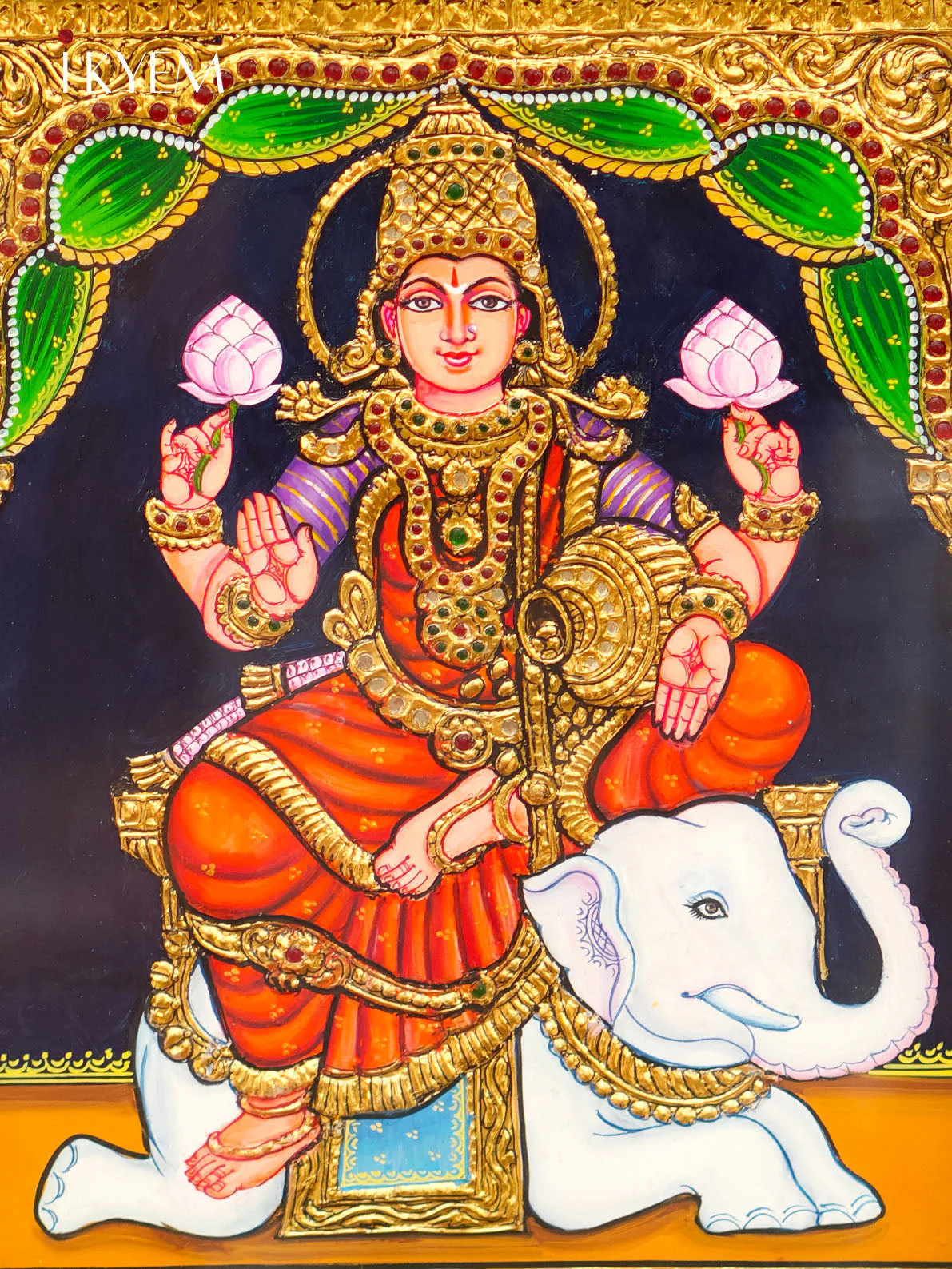 Goddess Lakshmi Tanjore Painting - Image 4
