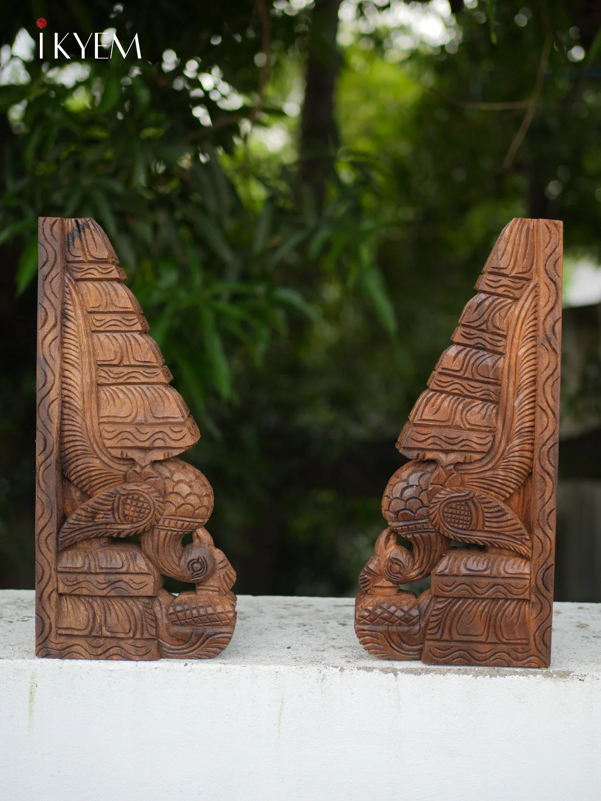 Hand Carved Wooden Peacock Bracket (pair)