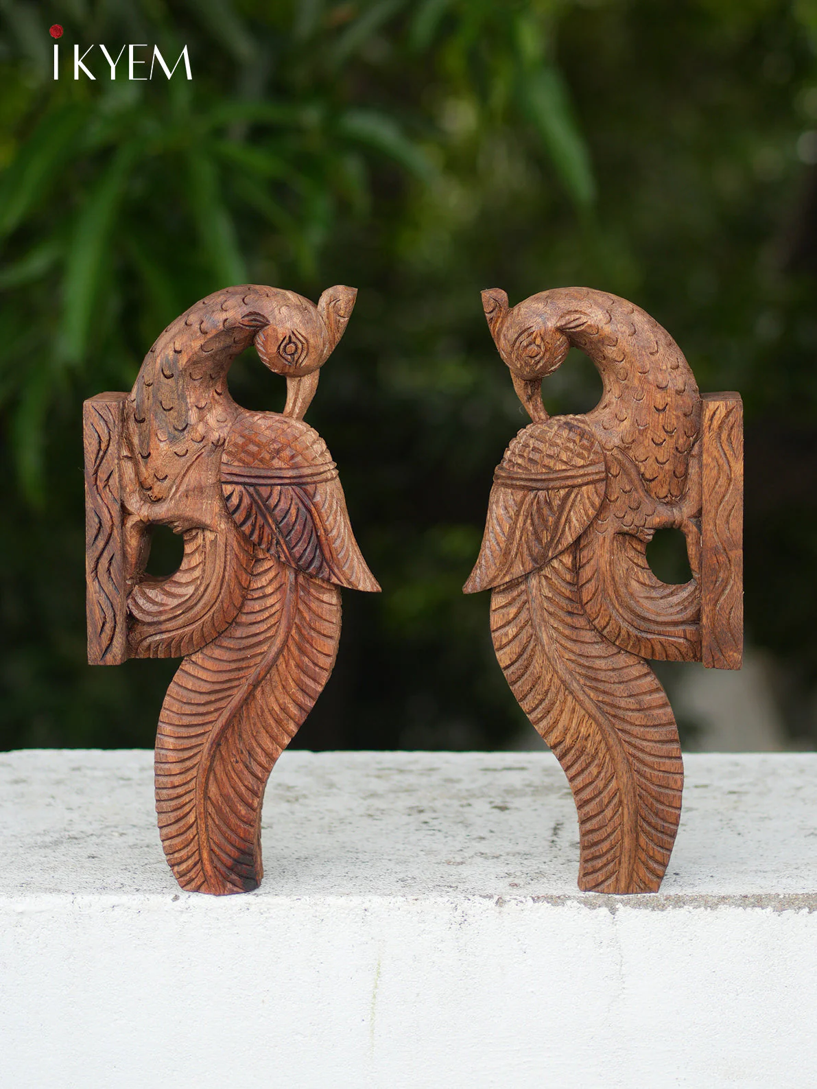 Hand Carved Wooden Peacock Bracket (pair)