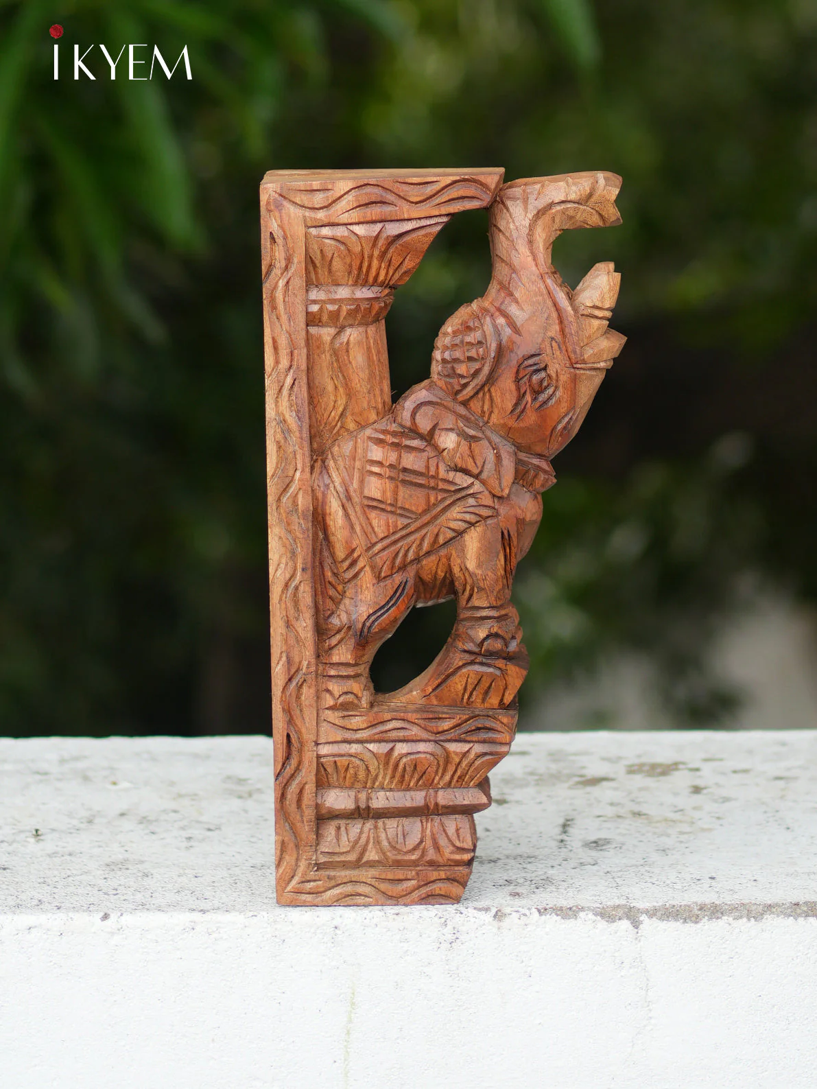 Hand Carved Wooden Elephant Bracket (pair) - Image 2