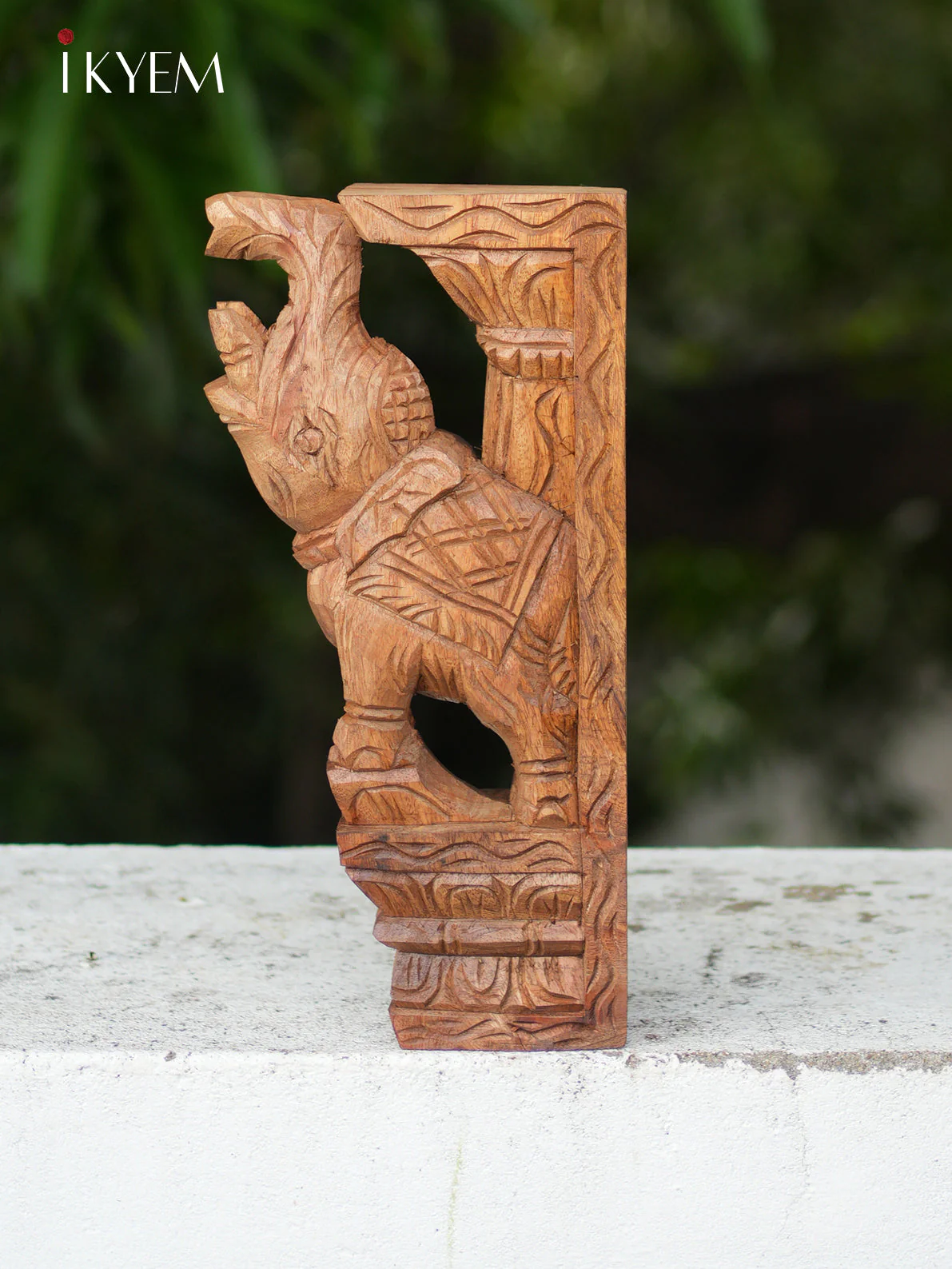 Hand Carved Wooden Elephant Bracket (pair) - Image 3