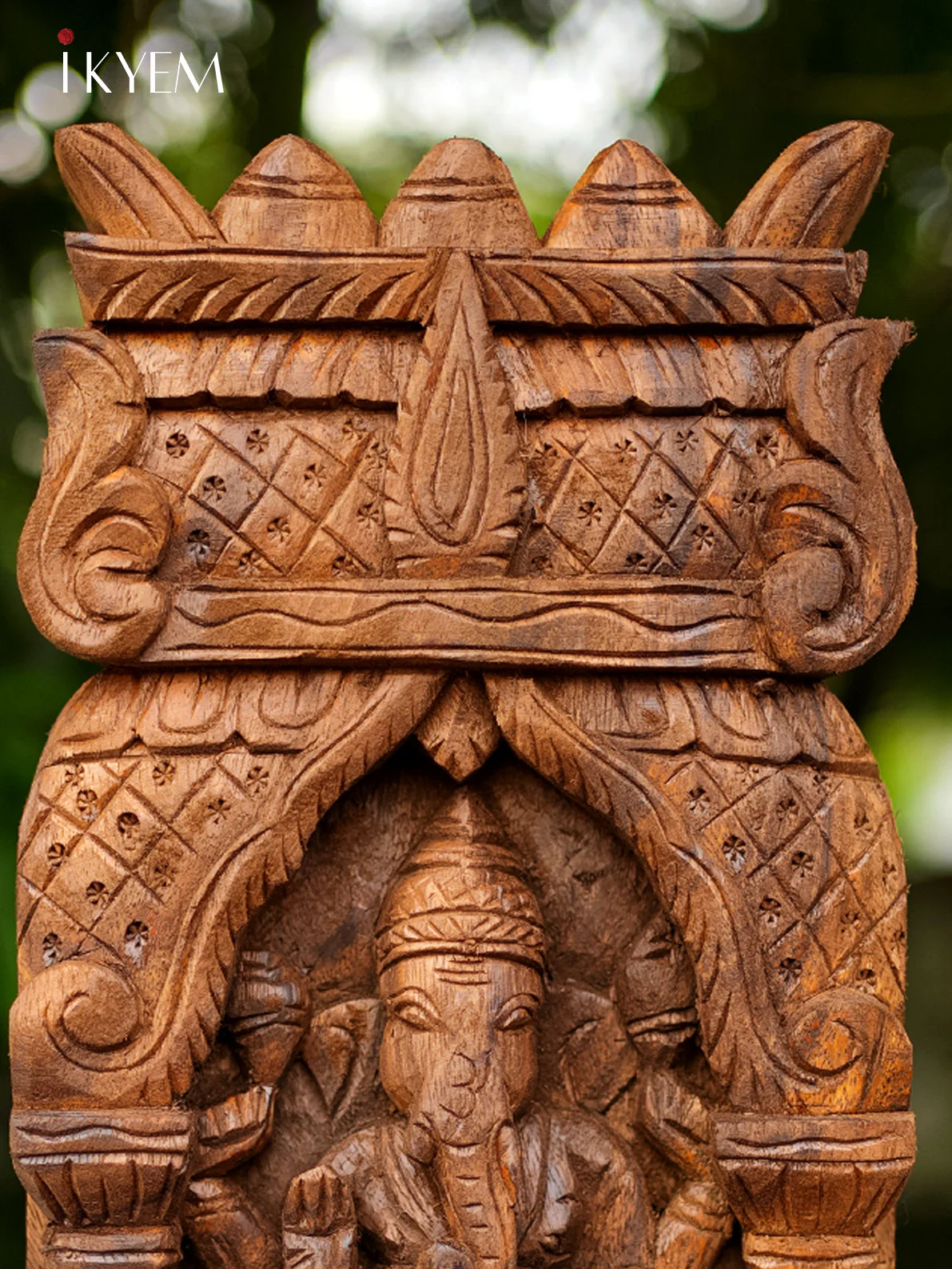 Hand Carved Ganesha in temple Frame - Image 3