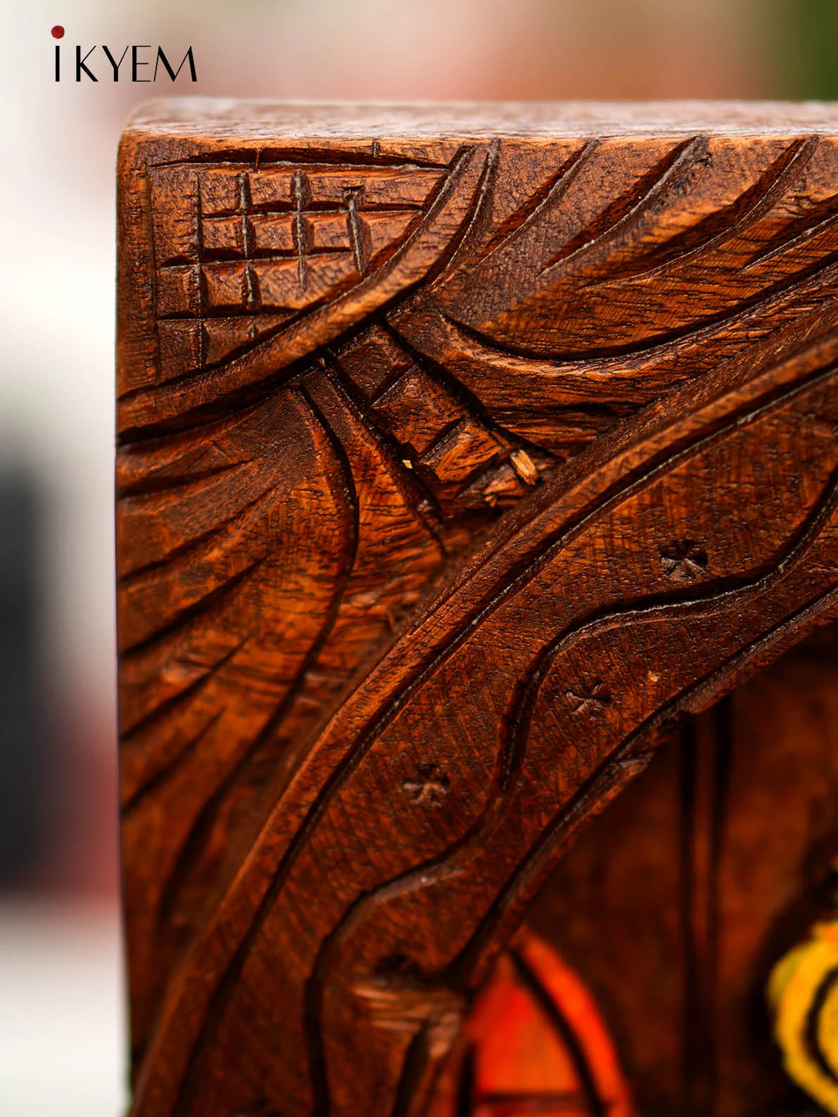 Hand Carved Wooden Ganesha In Frame - Image 5