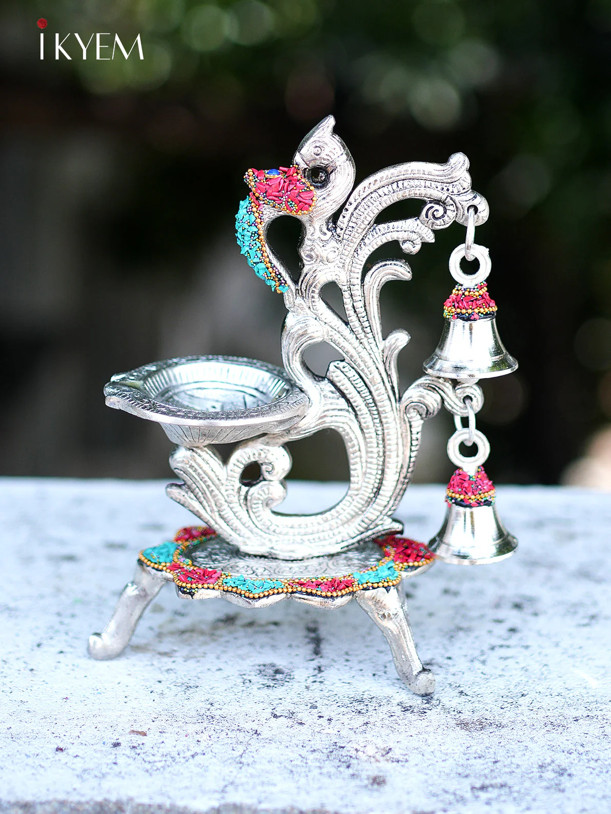 German Silver Peacock Lamp - Image 4