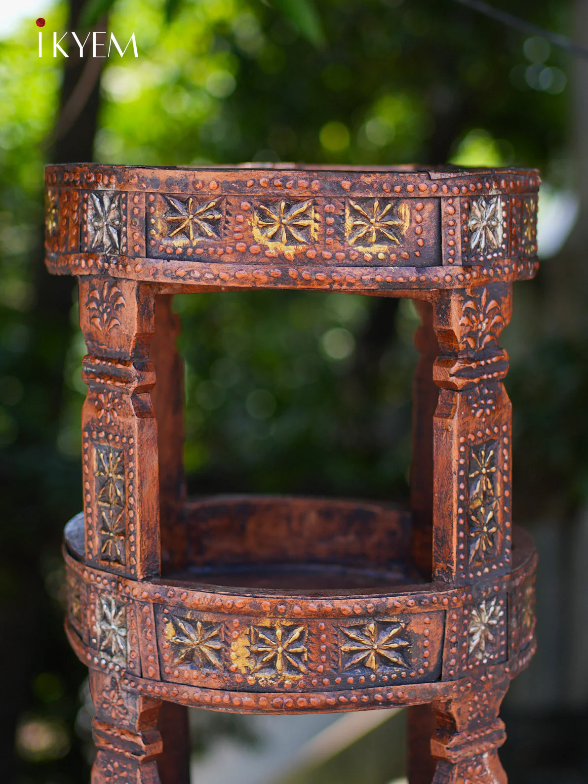 Three Part Wood Corner Round Table - Image 2