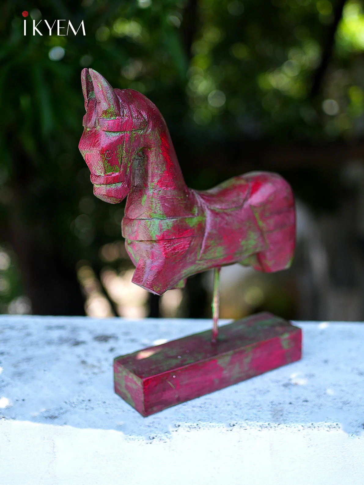 Wooden Horse Stand (Dark Pinkish Red) - Image 2