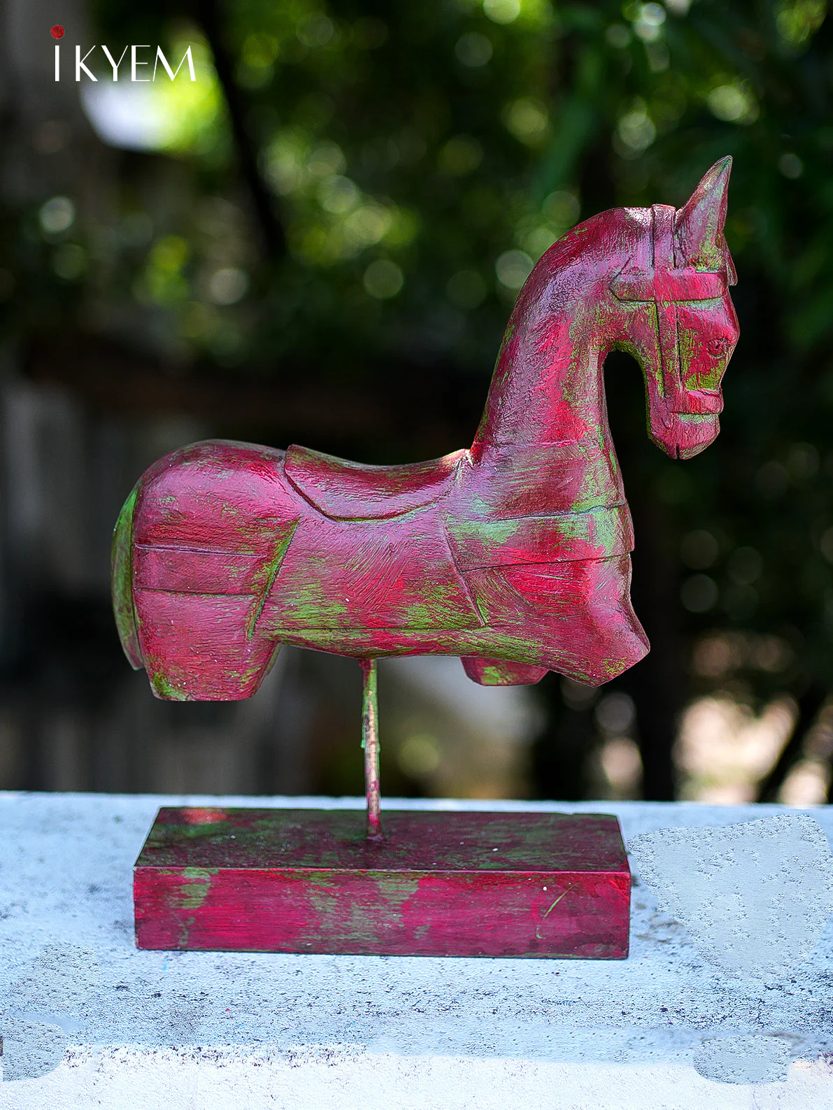 Wooden Horse Stand (Dark Pinkish Red) - Image 3