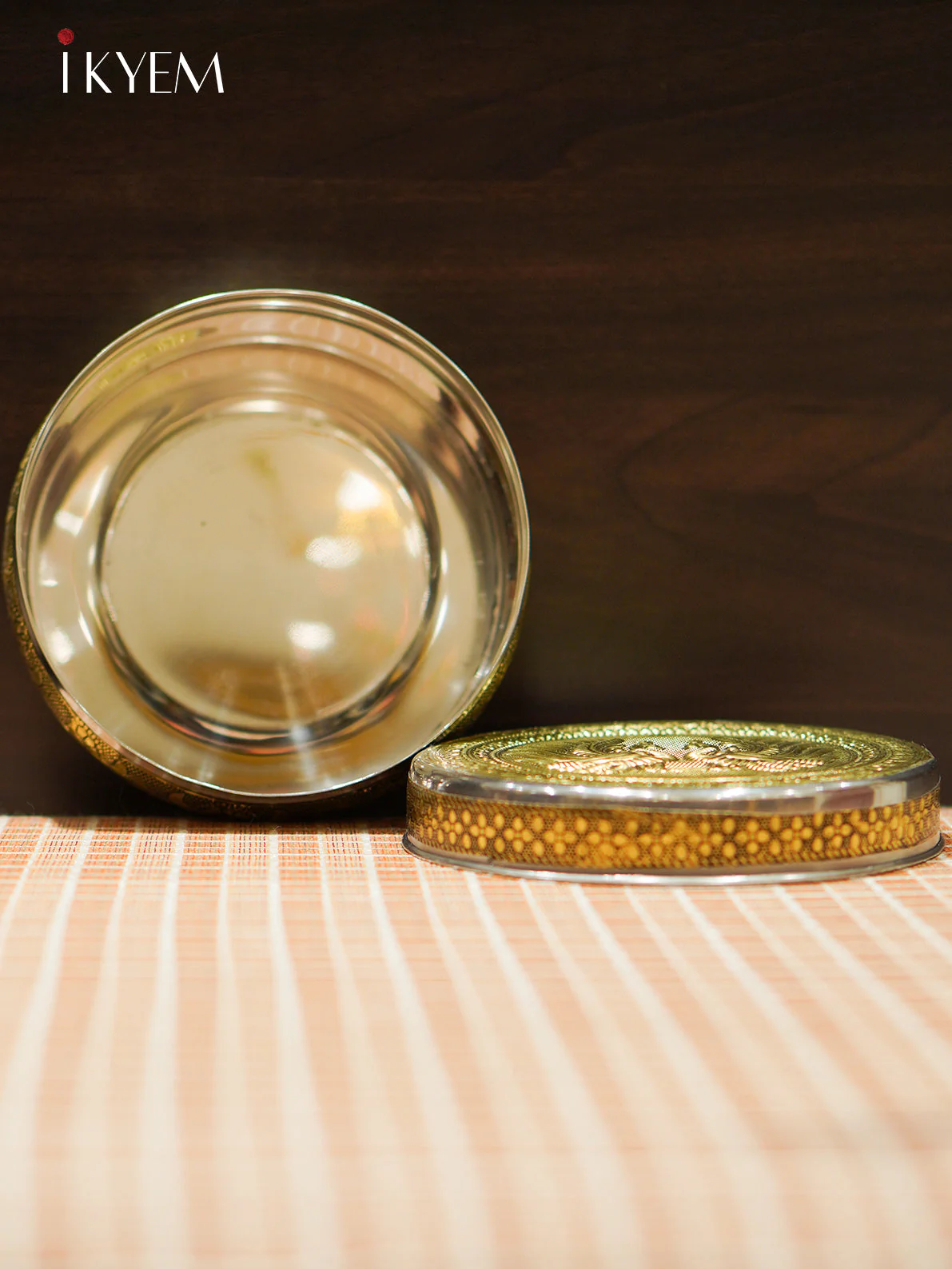 Golden Stainless Steel Storage box with Peacock Design - Image 3