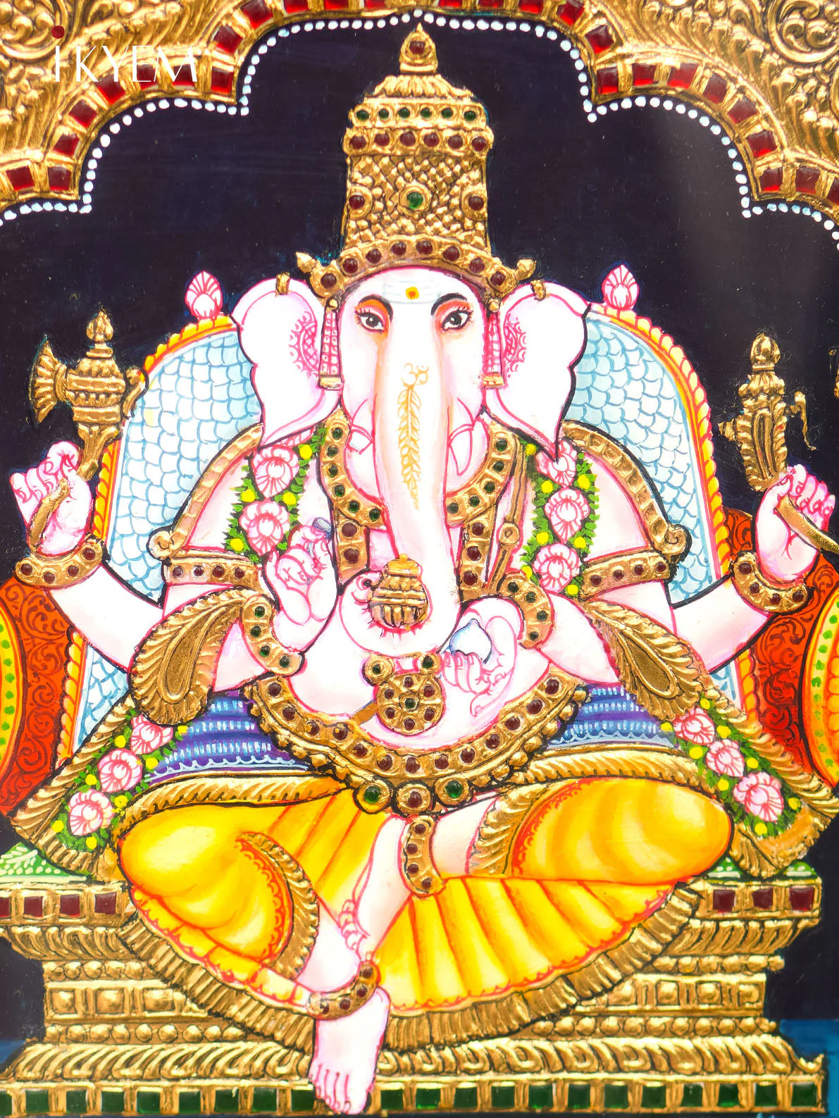 Lord Ganesha Tanjore Painting - Image 3