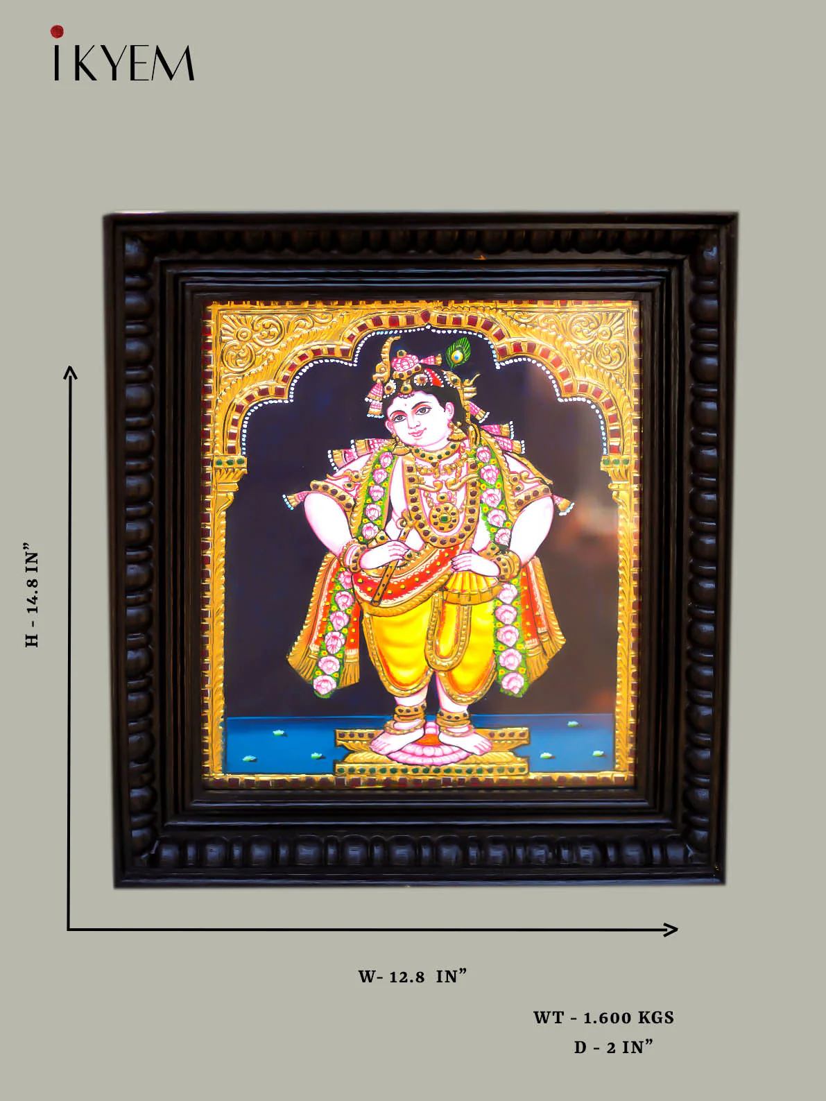 Lord Krishna Tanjore Painting - Image 2