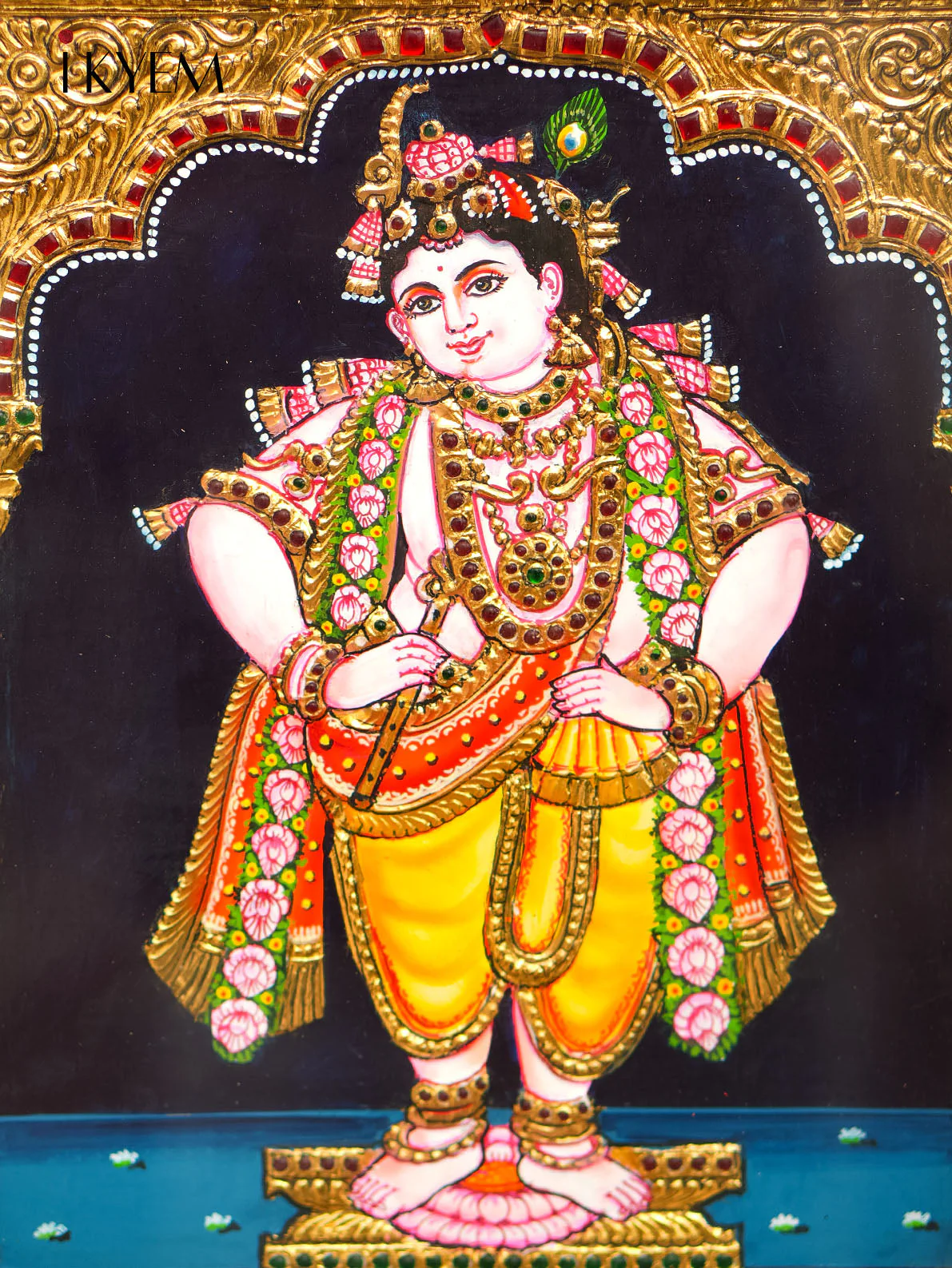 Lord Krishna Tanjore Painting - Image 3