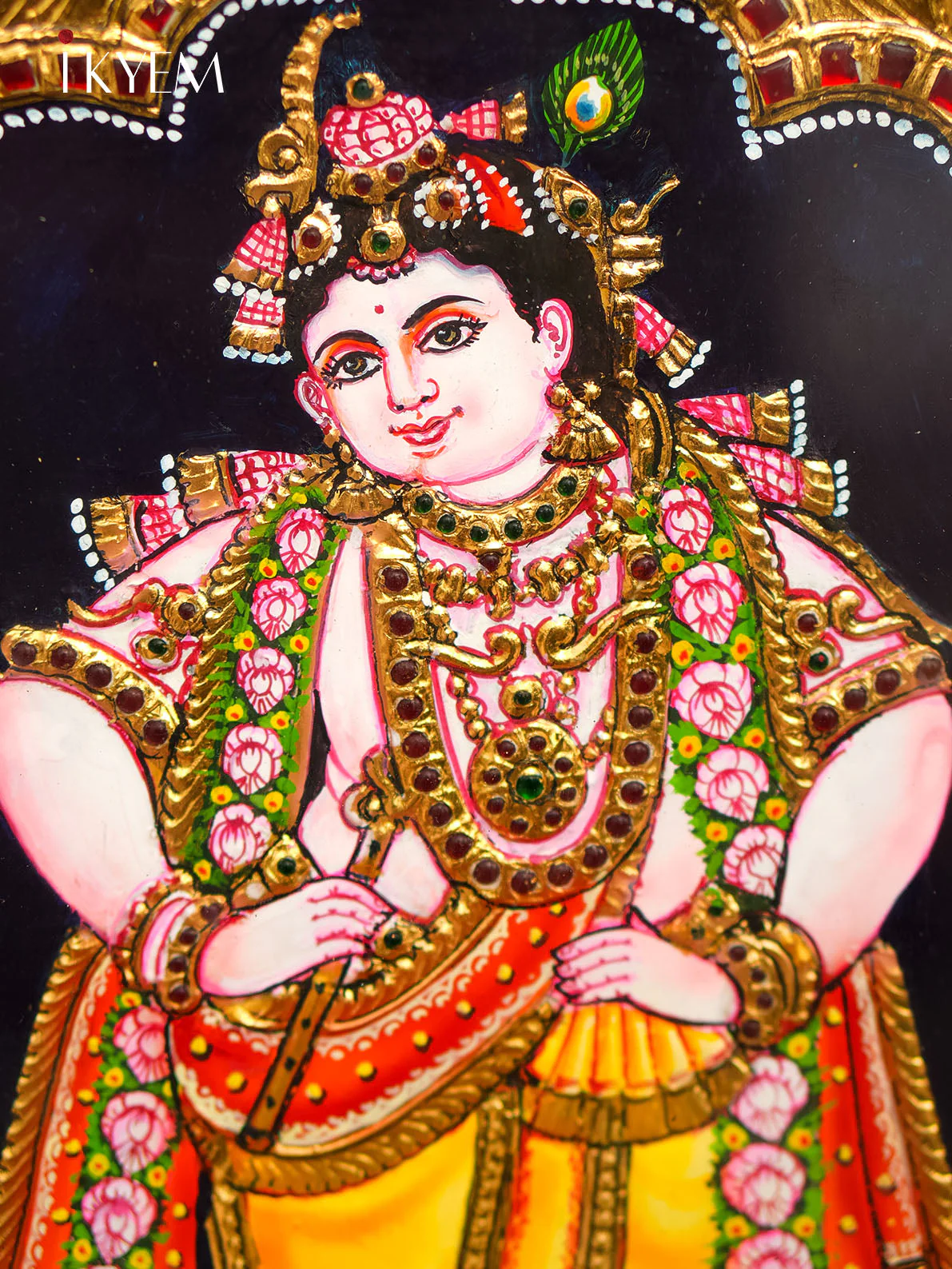 Lord Krishna Tanjore Painting - Image 4