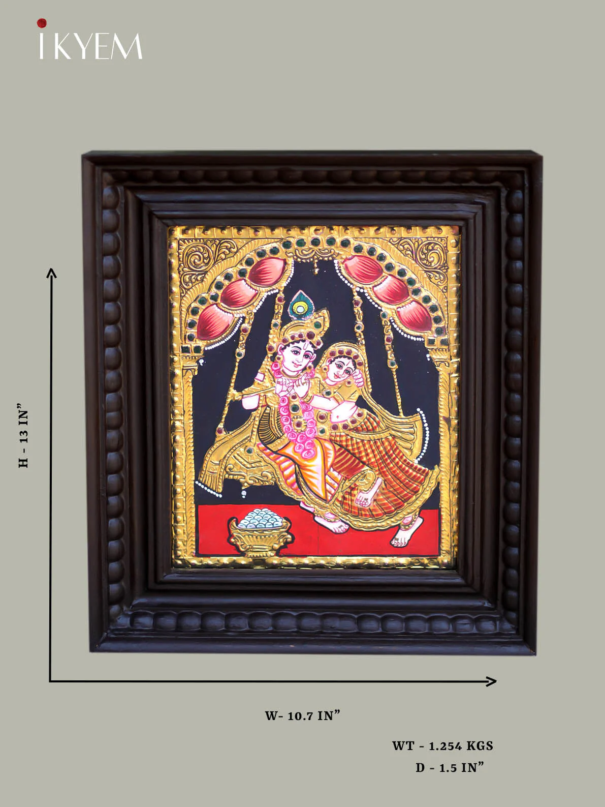 Radha Krishna - Tanjore Painting 13*11 inches - Image 2
