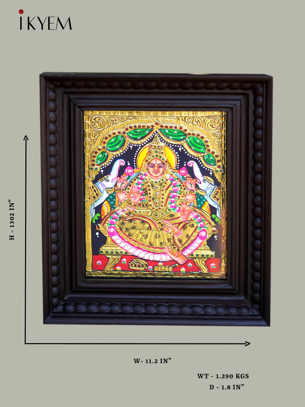 Gaja Lakshmi - Tanjore Painting 13 * 11 inches - Image 2